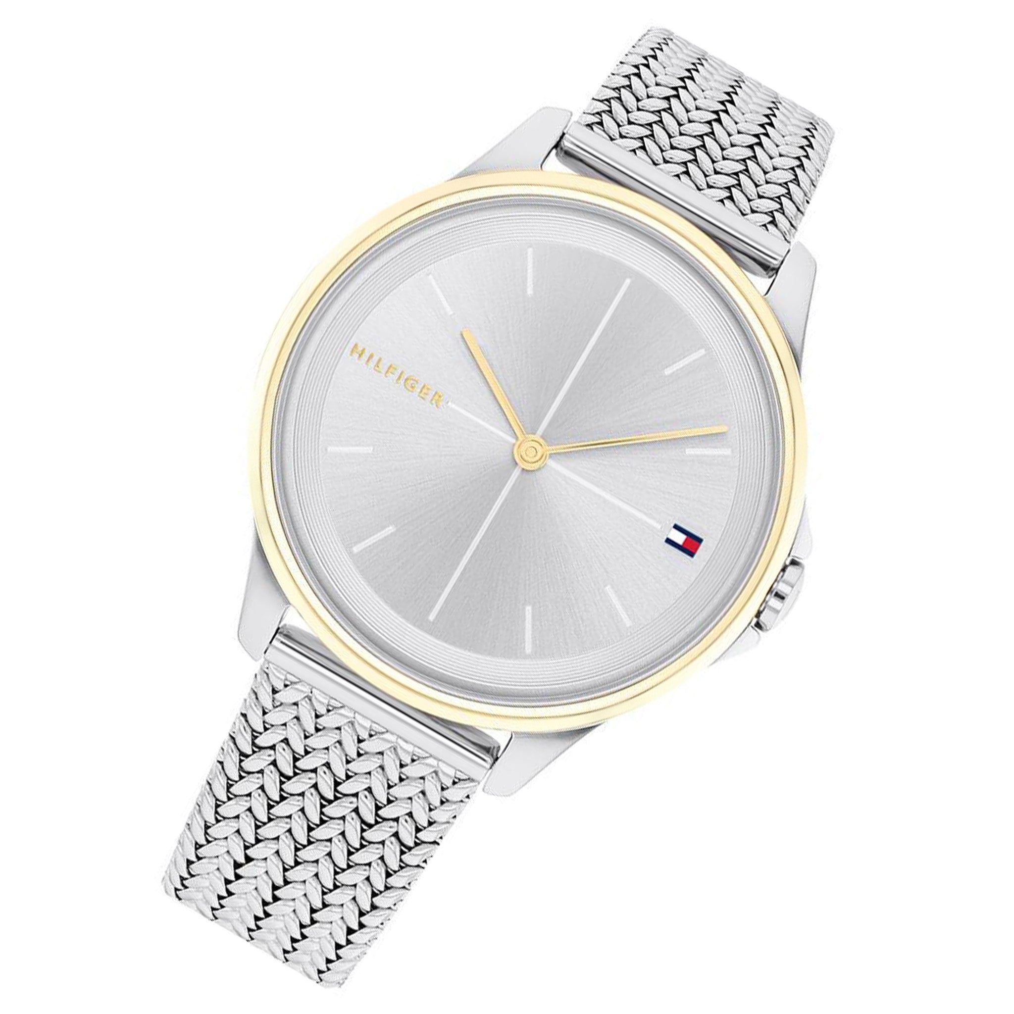 Tommy Hilfiger Stainless Steel Mesh Silver White Dial Women's Watch - 1782357