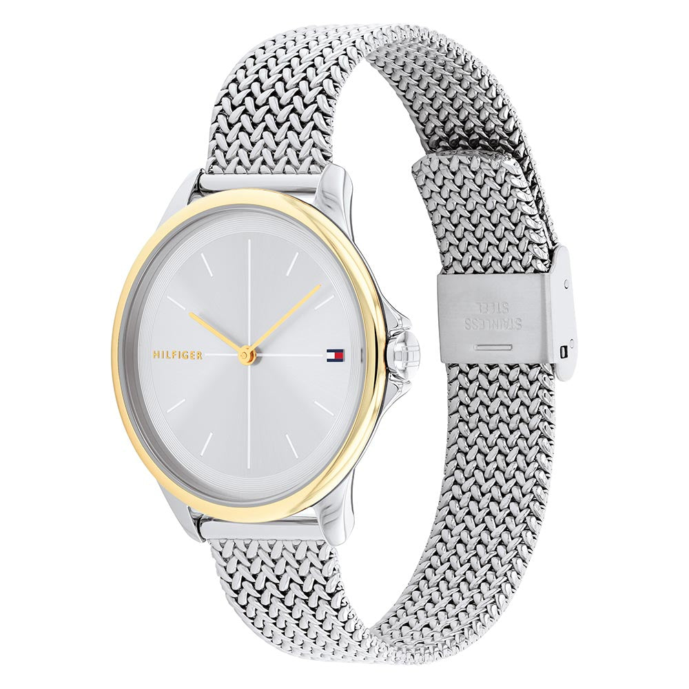 Tommy Hilfiger Stainless Steel Mesh Silver White Dial Women's Watch - 1782357
