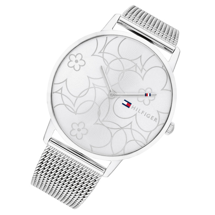 Tommy Hilfiger Steel Mesh Silver White Dial Women's Basic Slim Watch - 1782365