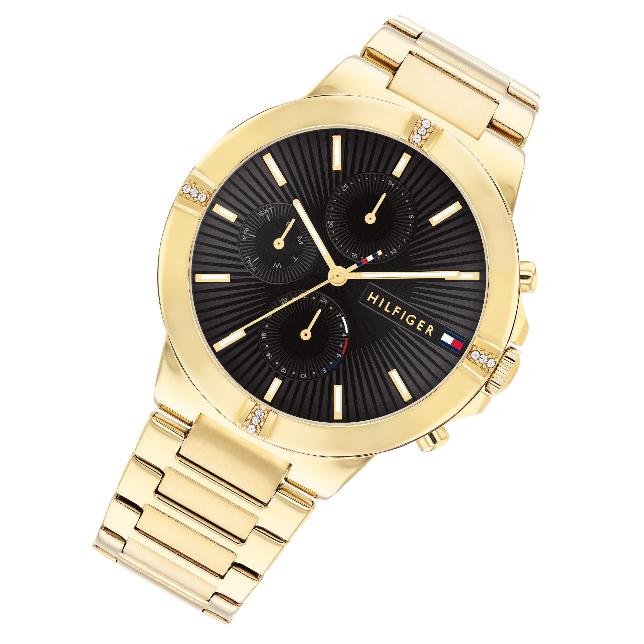 Tommy Hilfiger Gold Steel Black Dial Women's Multi-function Watch - 1782380
