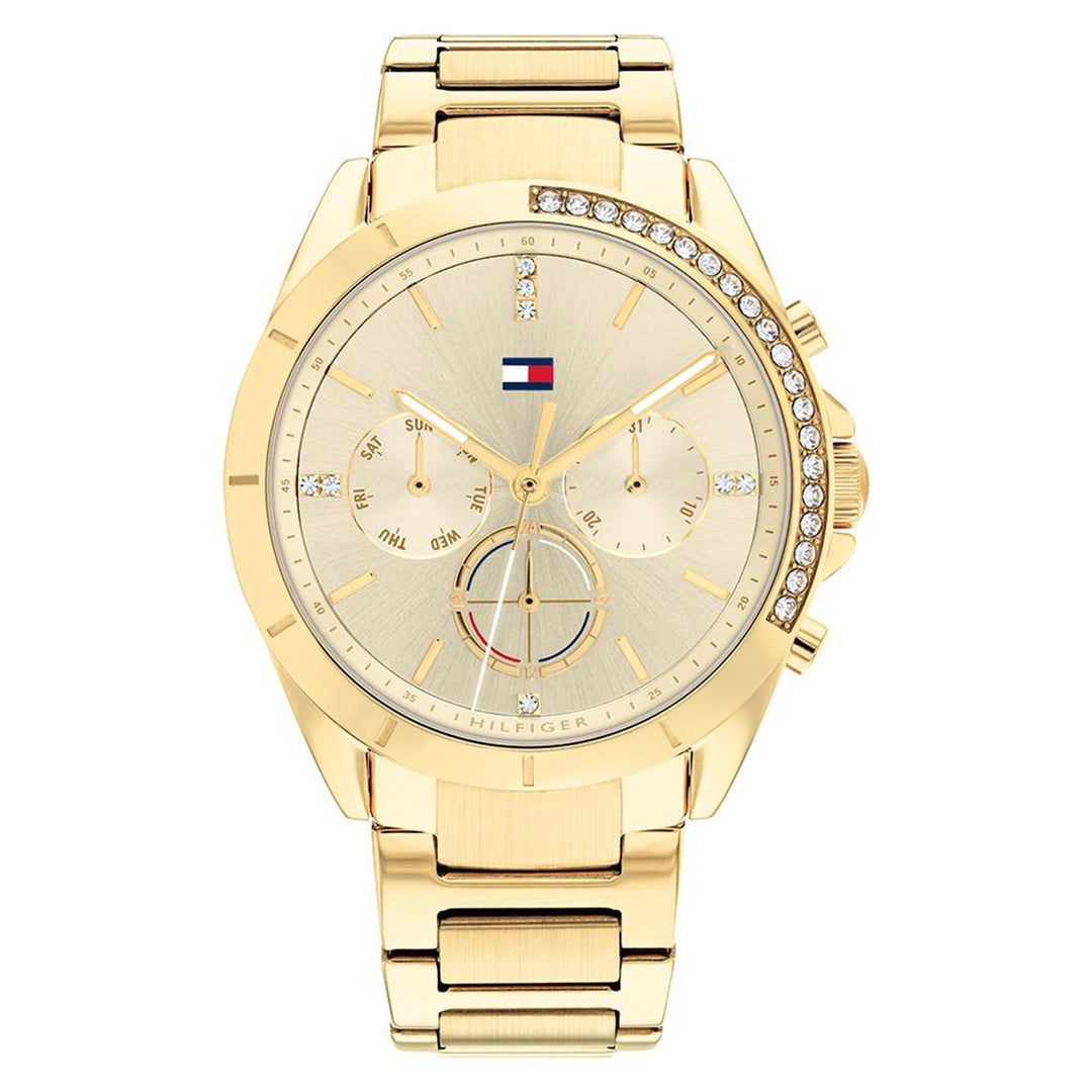 Tommy Hilfiger Gold Stainless Steel Champagne Dial Multi-function Women's Watch - 1782385