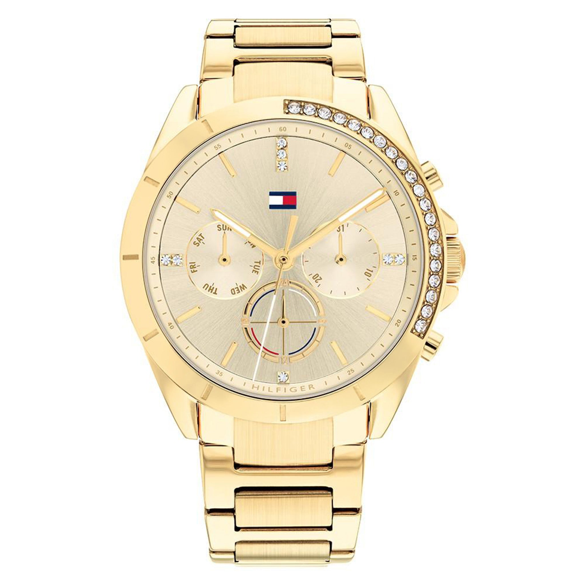 Tommy Hilfiger Gold Stainless Steel Champagne Dial Multi-function Women's Watch - 1782385