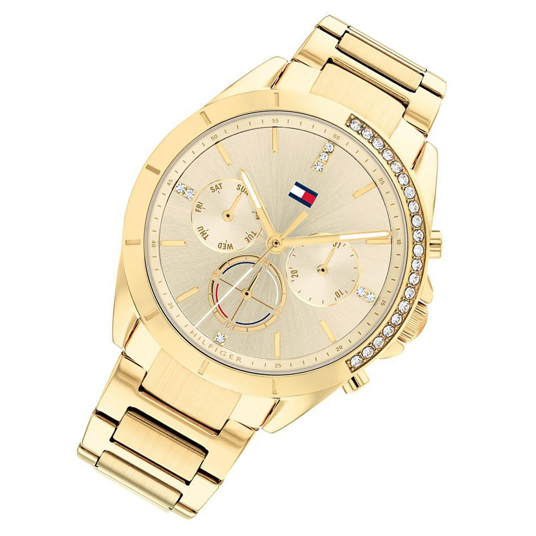 Tommy Hilfiger Gold Stainless Steel Champagne Dial Multi-function Women's Watch - 1782385