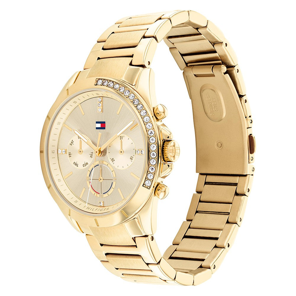 Tommy Hilfiger Gold Stainless Steel Champagne Dial Multi-function Women's Watch - 1782385