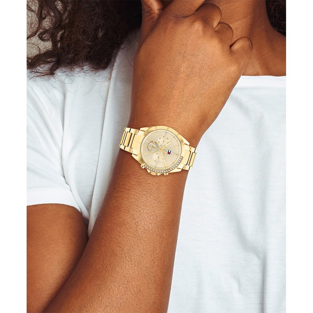 Tommy Hilfiger Gold Stainless Steel Champagne Dial Multi-function Women's Watch - 1782385