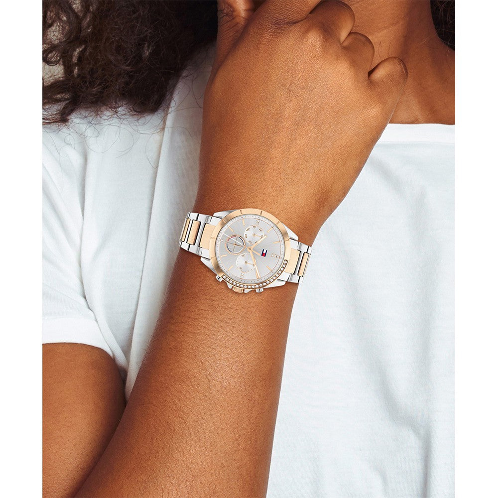 Tommy Hilfiger Two-Tone Steel Grey Dial Women's Multi-function Watch - 1782387
