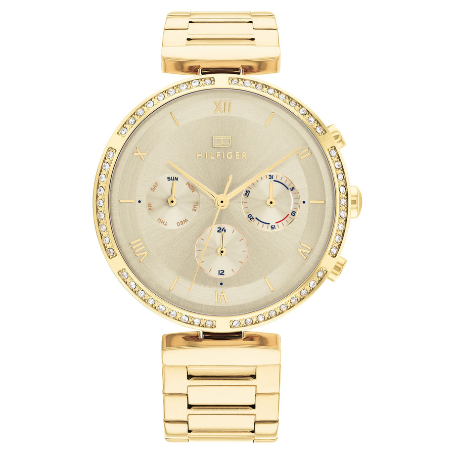Tommy Hilfiger Gold Steel Champagne Dial Women's Multi-function Watch - 1782392