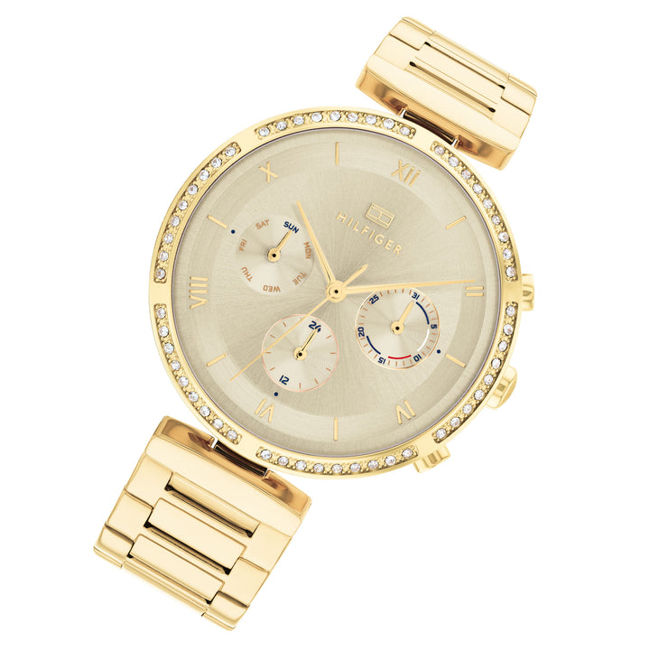 Tommy Hilfiger Gold Steel Champagne Dial Women's Multi-function Watch - 1782392