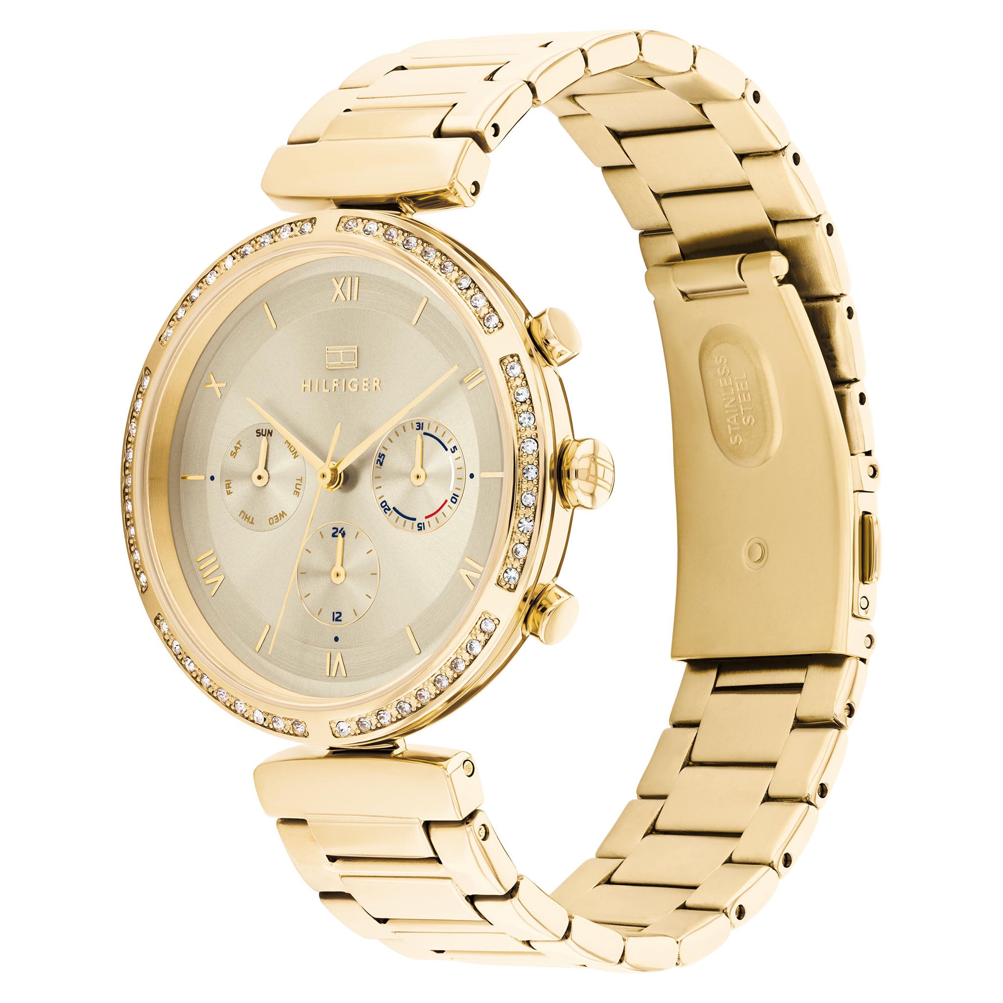 Tommy Hilfiger Gold Steel Champagne Dial Women's Multi-function Watch - 1782392