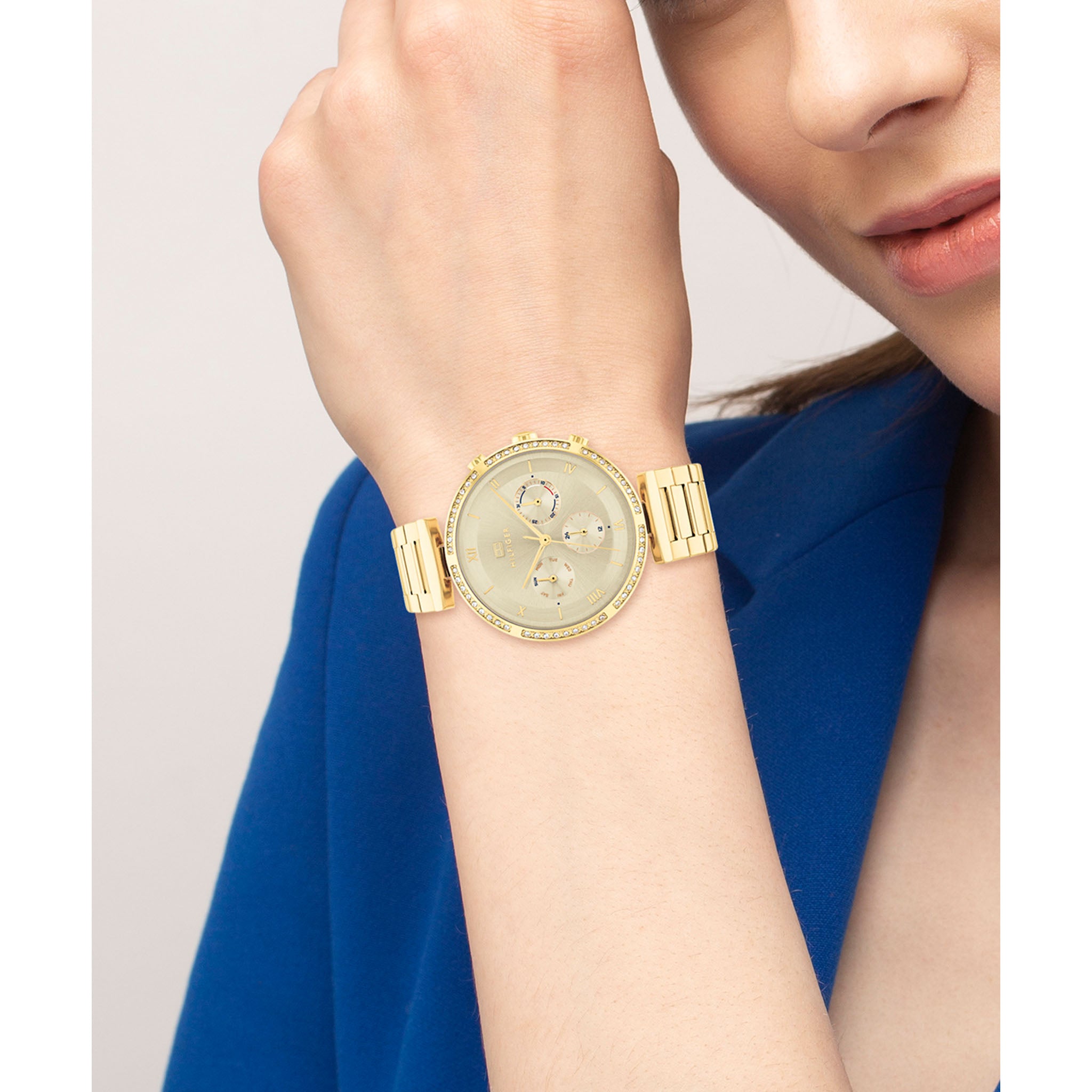 Tommy Hilfiger Gold Steel Champagne Dial Women's Multi-function Watch - 1782392