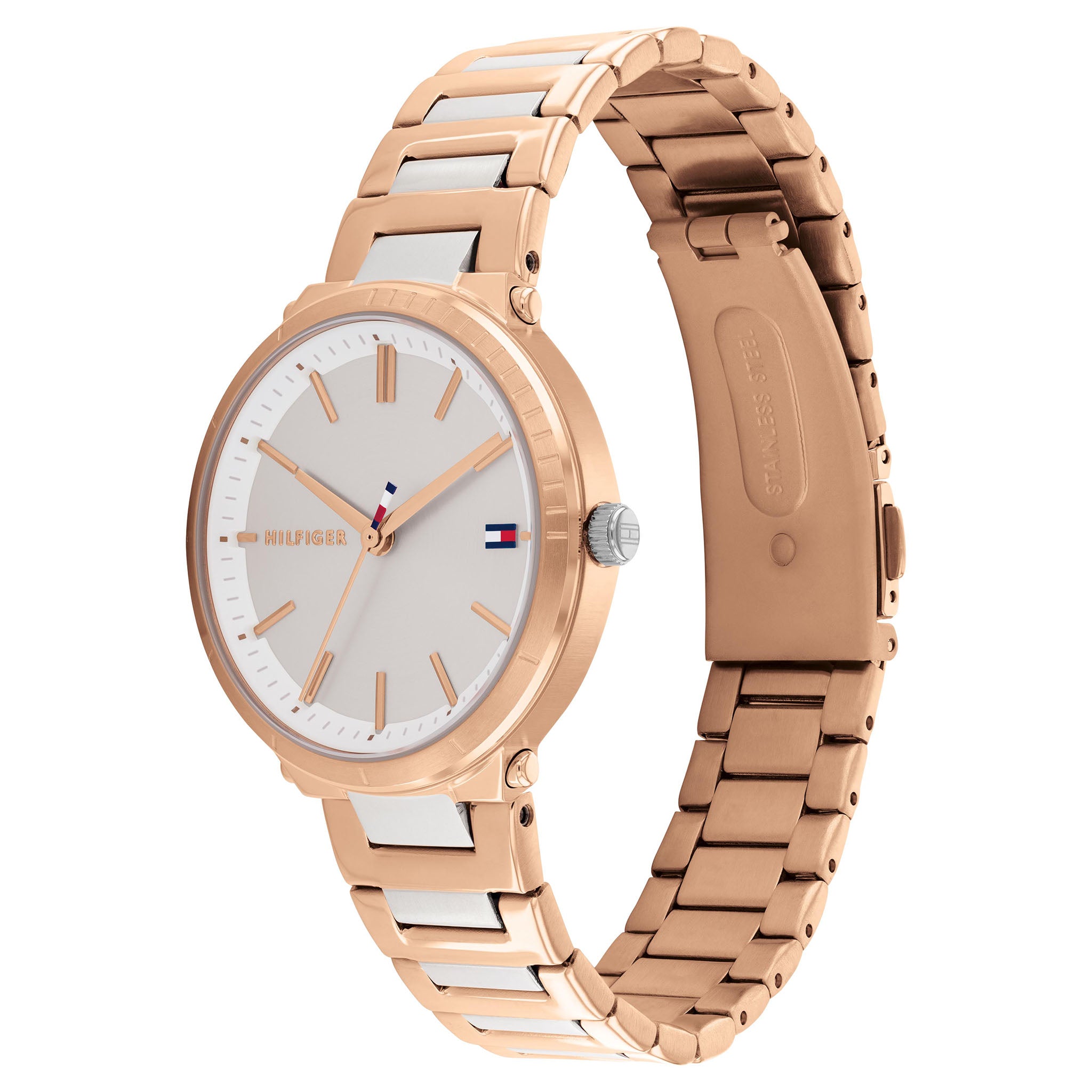 Tommy Hilfiger Two-Tone Steel Silver White Dial Women's Watch - 1782406