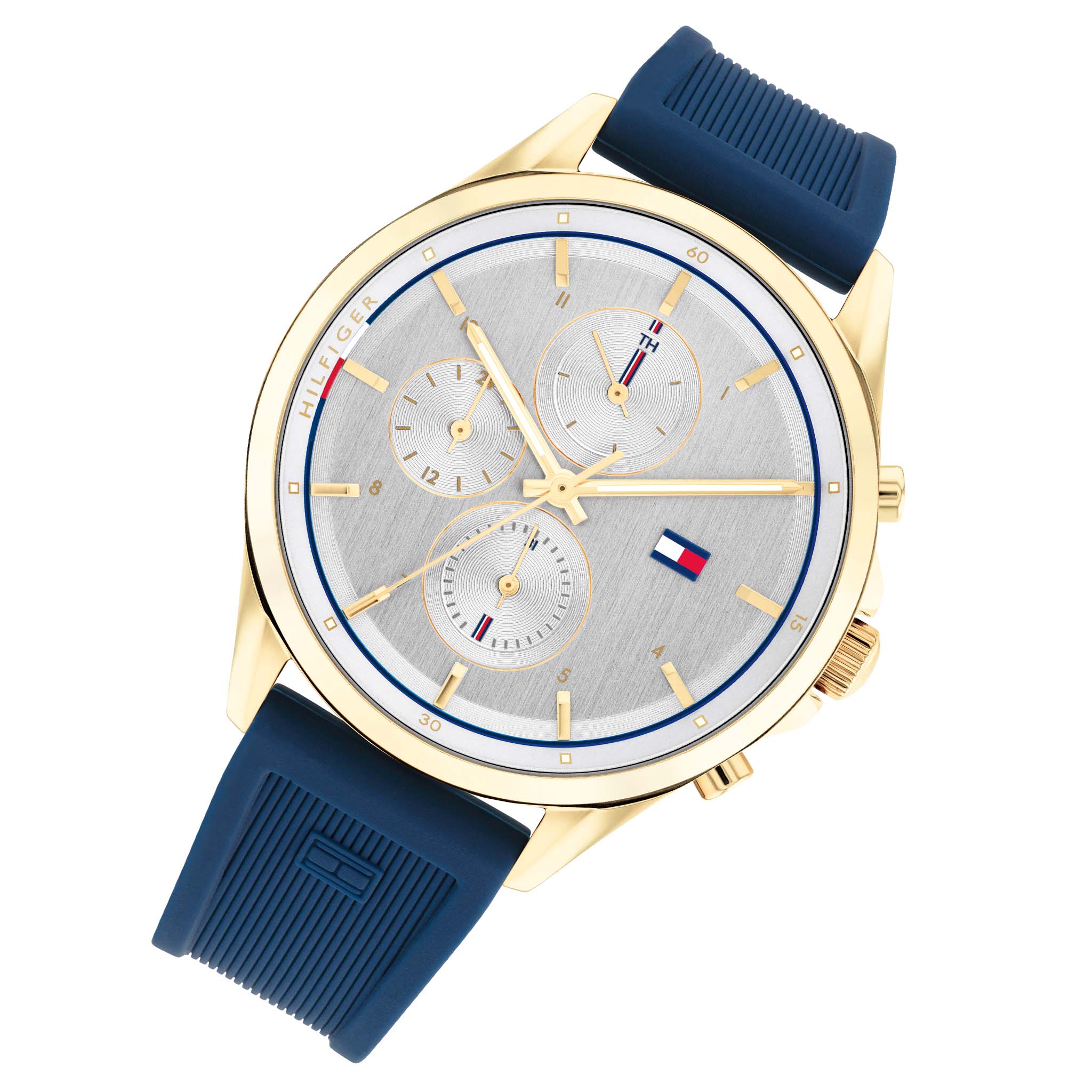Tommy Hilfiger Navy Silicone Silver White Dial Women's Multi-function Watch - 1782424