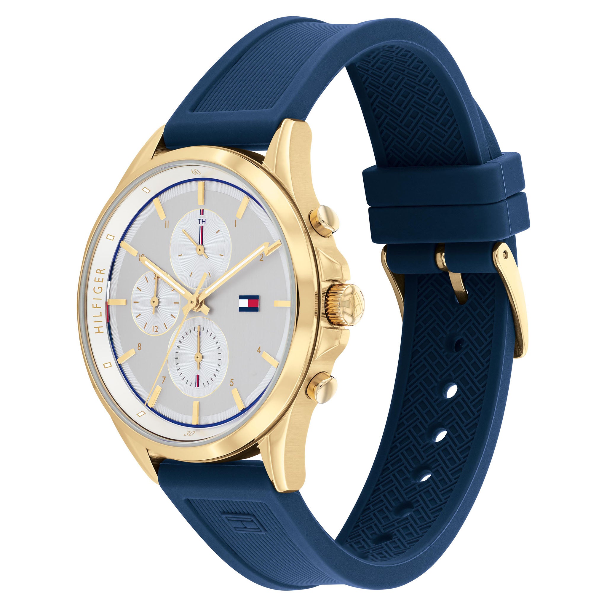 Tommy Hilfiger Navy Silicone Silver White Dial Women's Multi-function Watch - 1782424