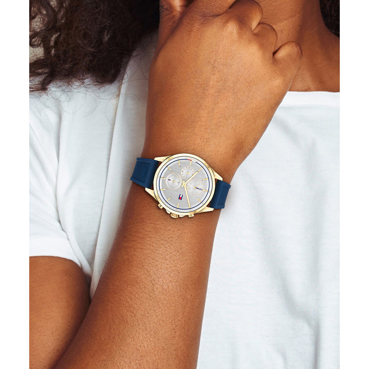 Tommy Hilfiger Navy Silicone Silver White Dial Women's Multi-function Watch - 1782424