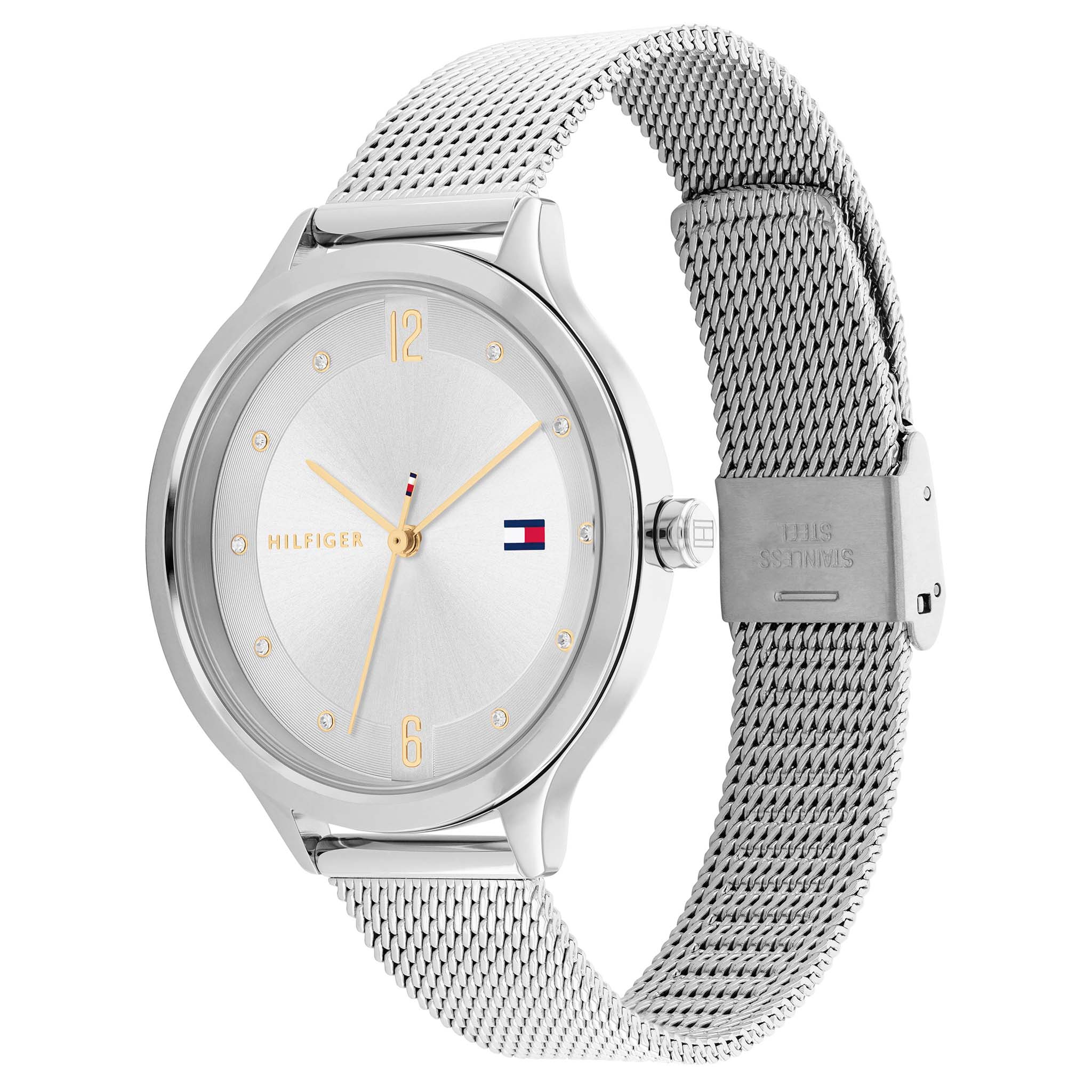 Tommy Hilfiger Steel Mesh Silver White Dial Women's Watch - 1782432