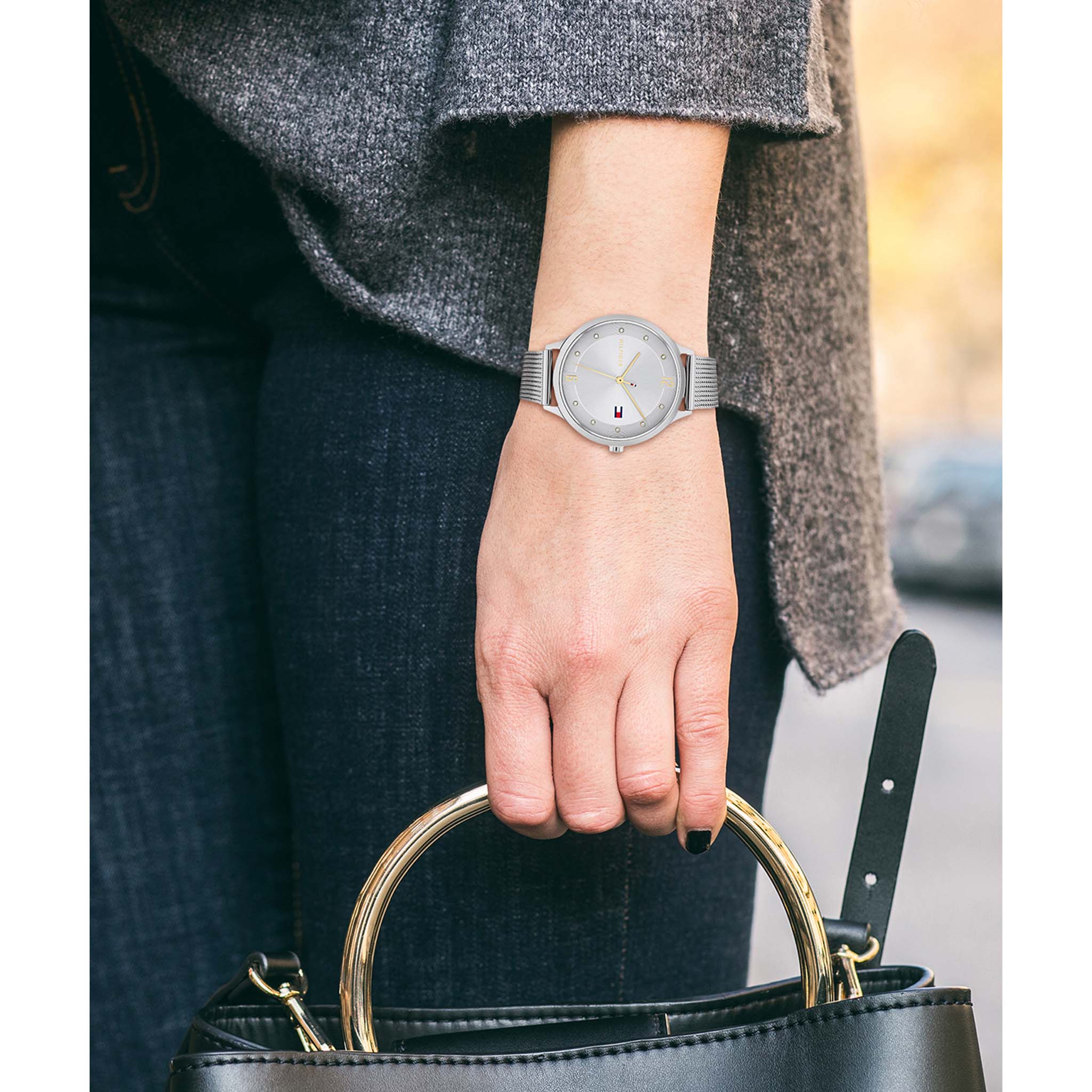 Tommy Hilfiger Steel Mesh Silver White Dial Women's Watch - 1782432