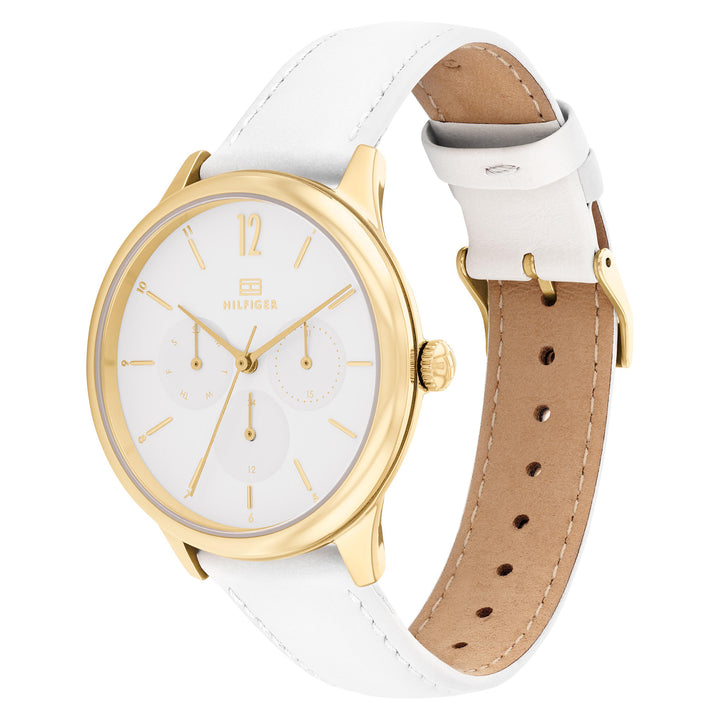 Tommy Hilfiger White Leather Women's Multi-function Watch - 1782454