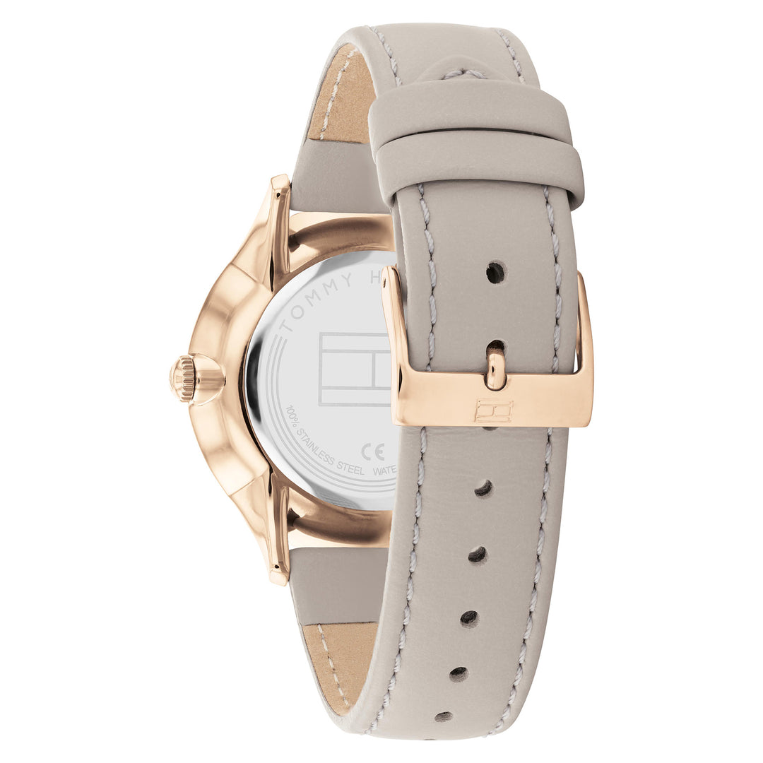 Tommy Hilfiger Grey Leather White Dial Women's Multi-function Watch - 1782455