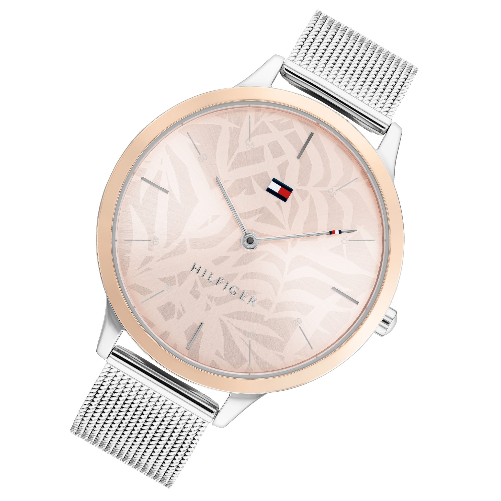Tommy Hilfiger Silver Steel Mesh Blush Dial Women's Watch - 1782493