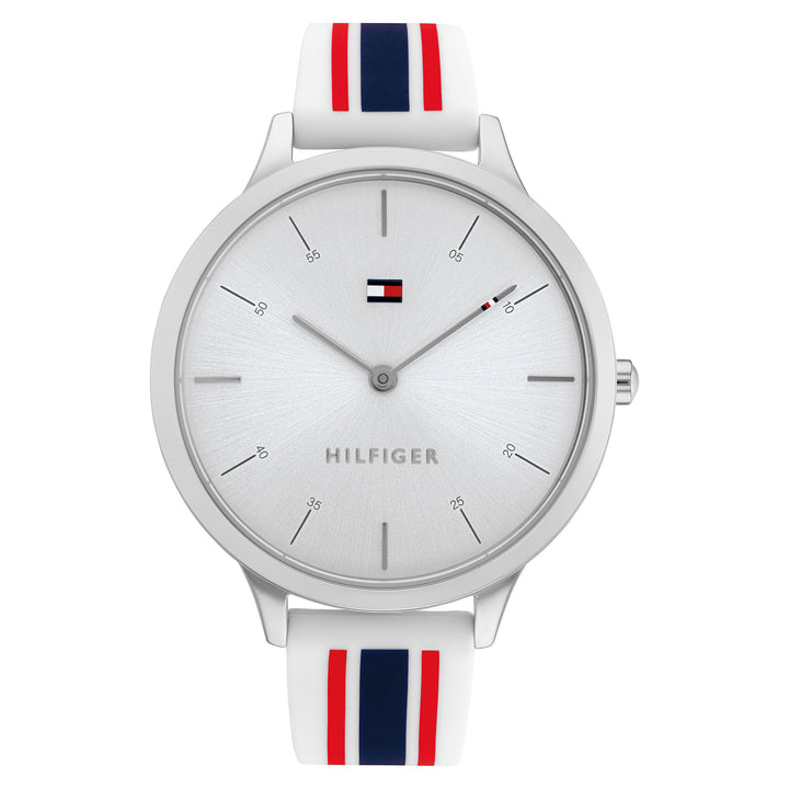 Tommy Hilfiger Multiple-Colour Silicone Band Silver White Dial Women's Watch - 1782498