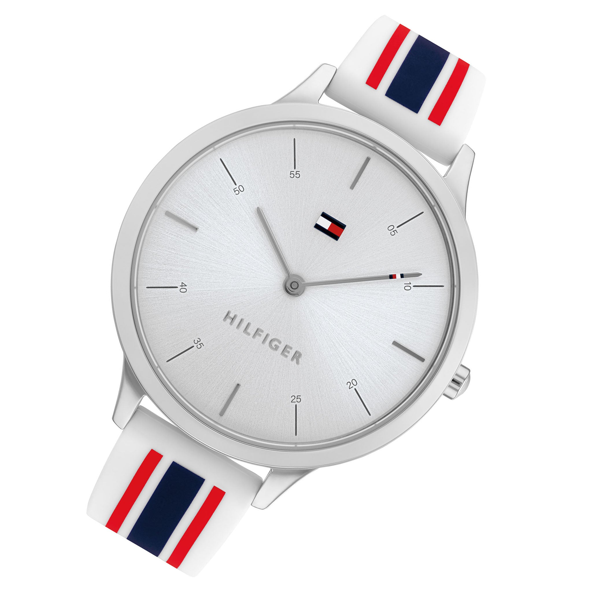 Tommy Hilfiger Multiple-Colour Silicone Band Silver White Dial Women's Watch - 1782498