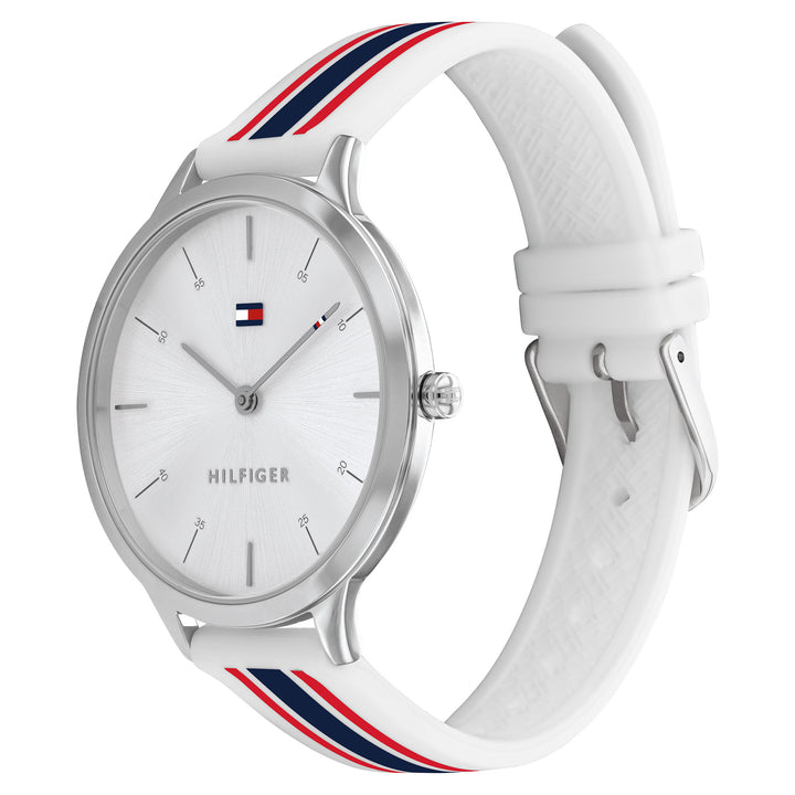 Tommy Hilfiger Multiple-Colour Silicone Band Silver White Dial Women's Watch - 1782498