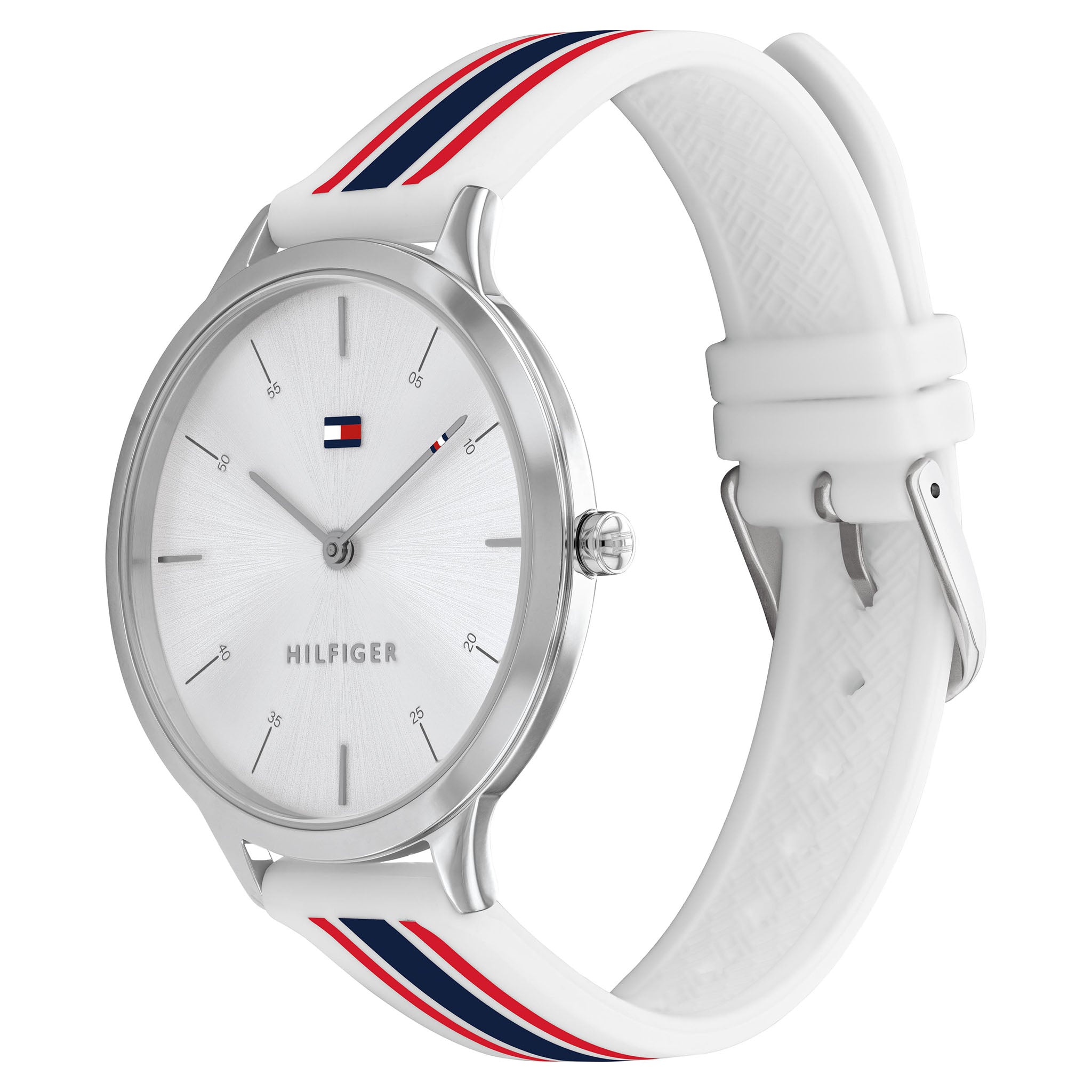Tommy Hilfiger Multiple-Colour Silicone Band Silver White Dial Women's Watch - 1782498