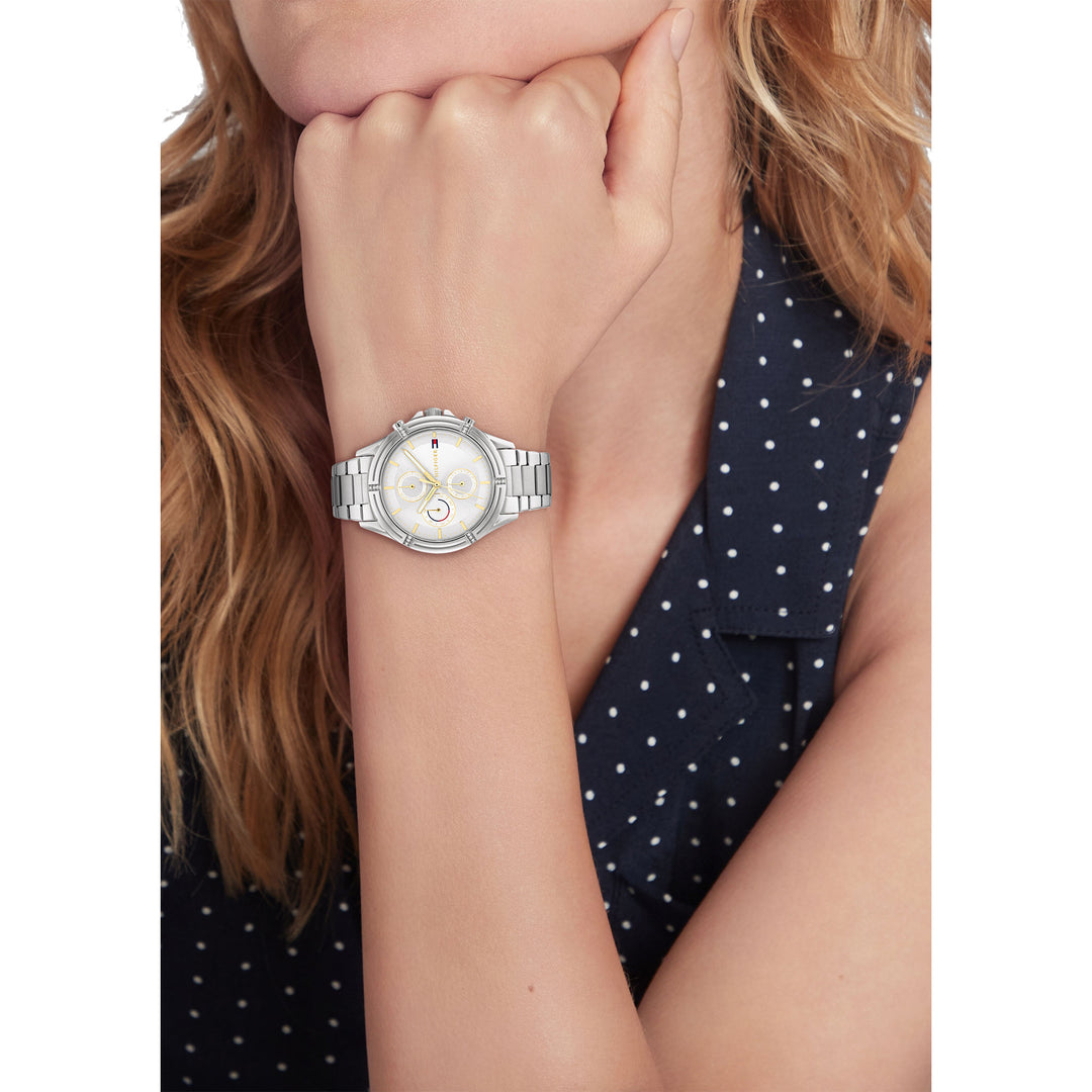 Tommy Hilfiger Stainless Steel Silver White Dial Women's Multi-function Watch - 1782502