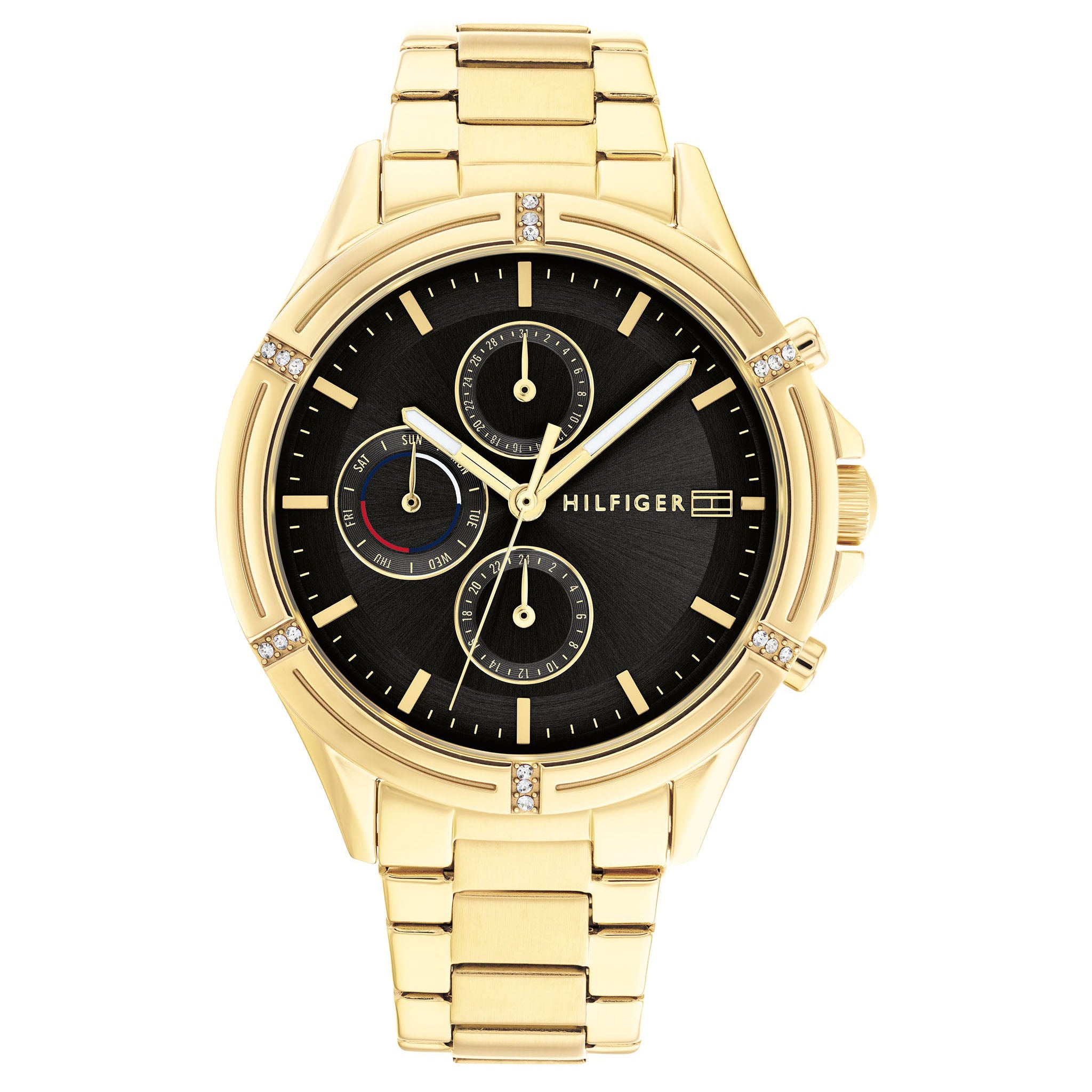 Tommy hilfiger black and gold clearance watch