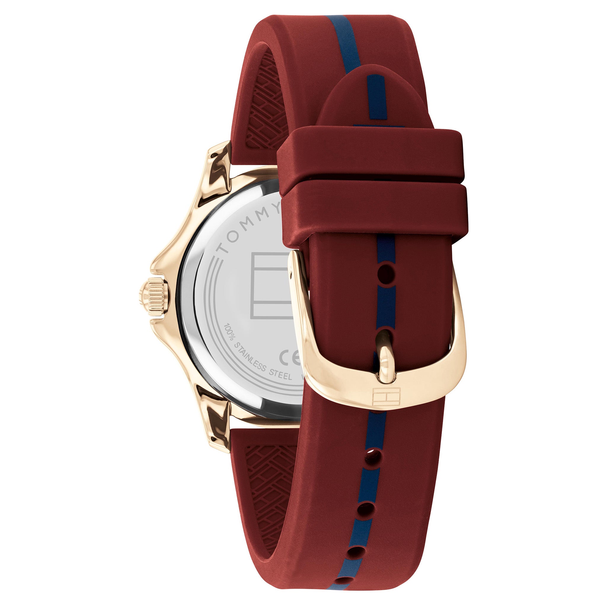 Tommy Hilfiger Burgundy Silicone Light Carnation Gold Dial Women's Watch - 1782510