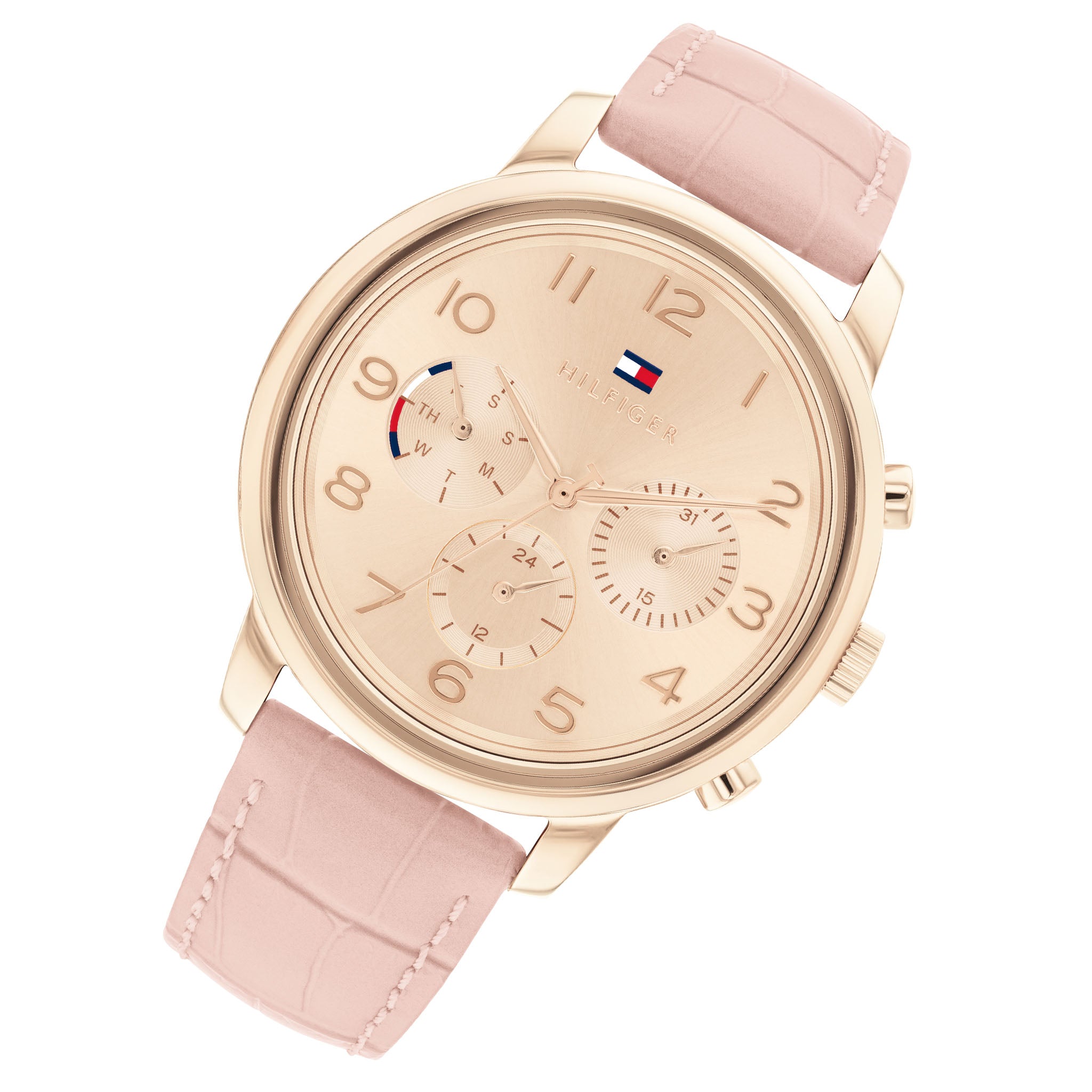 Tommy Hilfiger Blush Leather Band Carnation Gold Dial Multi-Function Women's Watch - 1782522