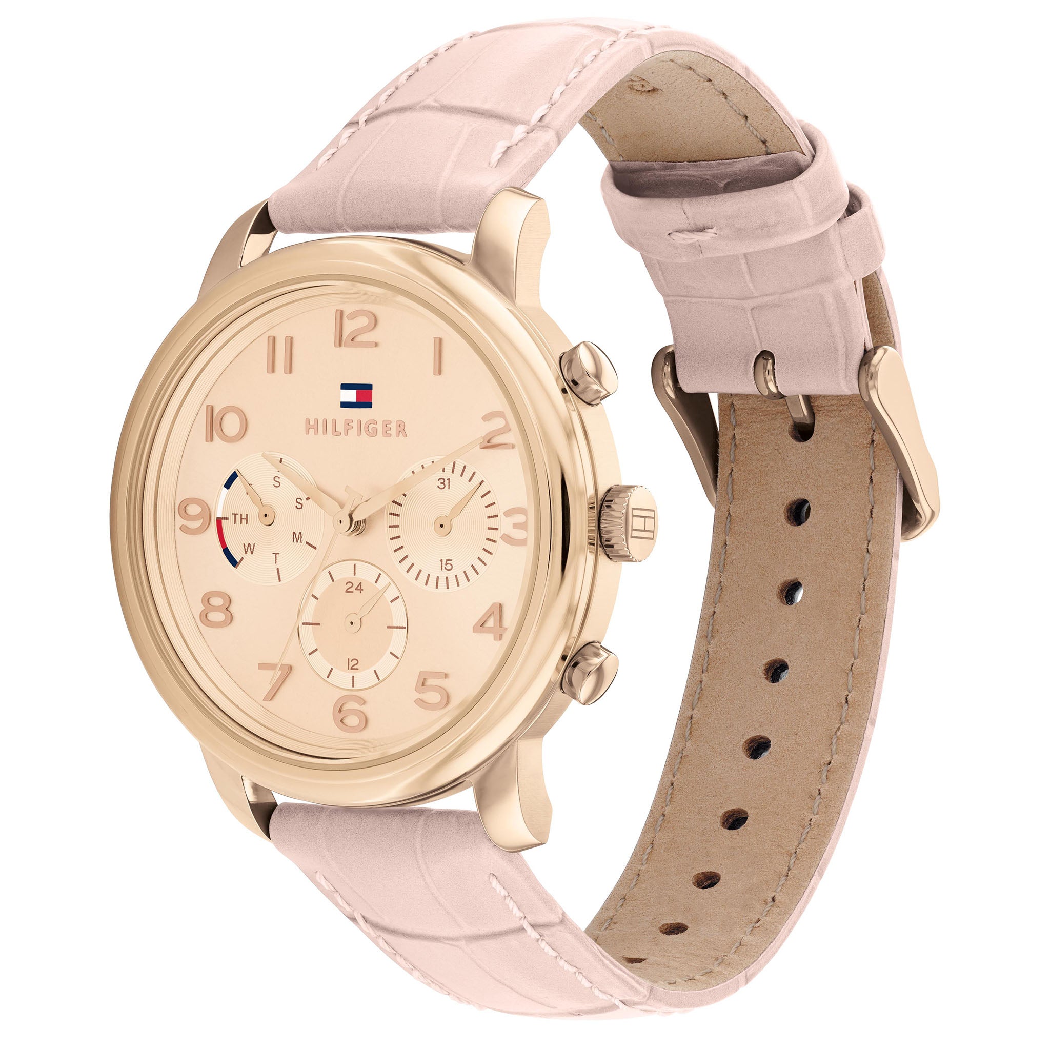 Tommy Hilfiger Blush Leather Band Carnation Gold Dial Multi-Function Women's Watch - 1782522