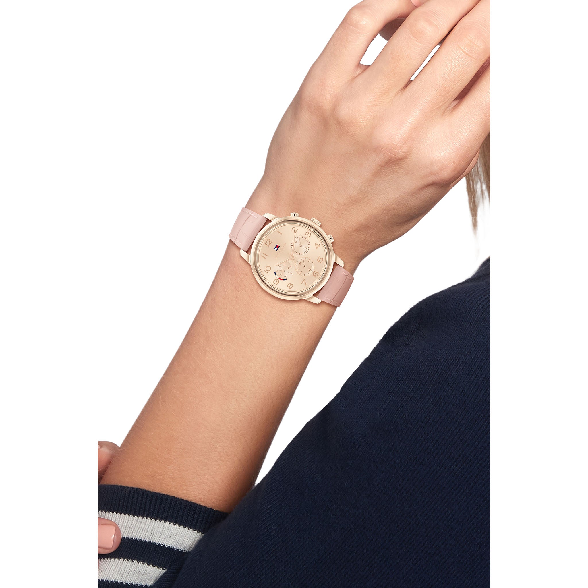 Tommy Hilfiger Blush Leather Band Carnation Gold Dial Multi-Function Women's Watch - 1782522