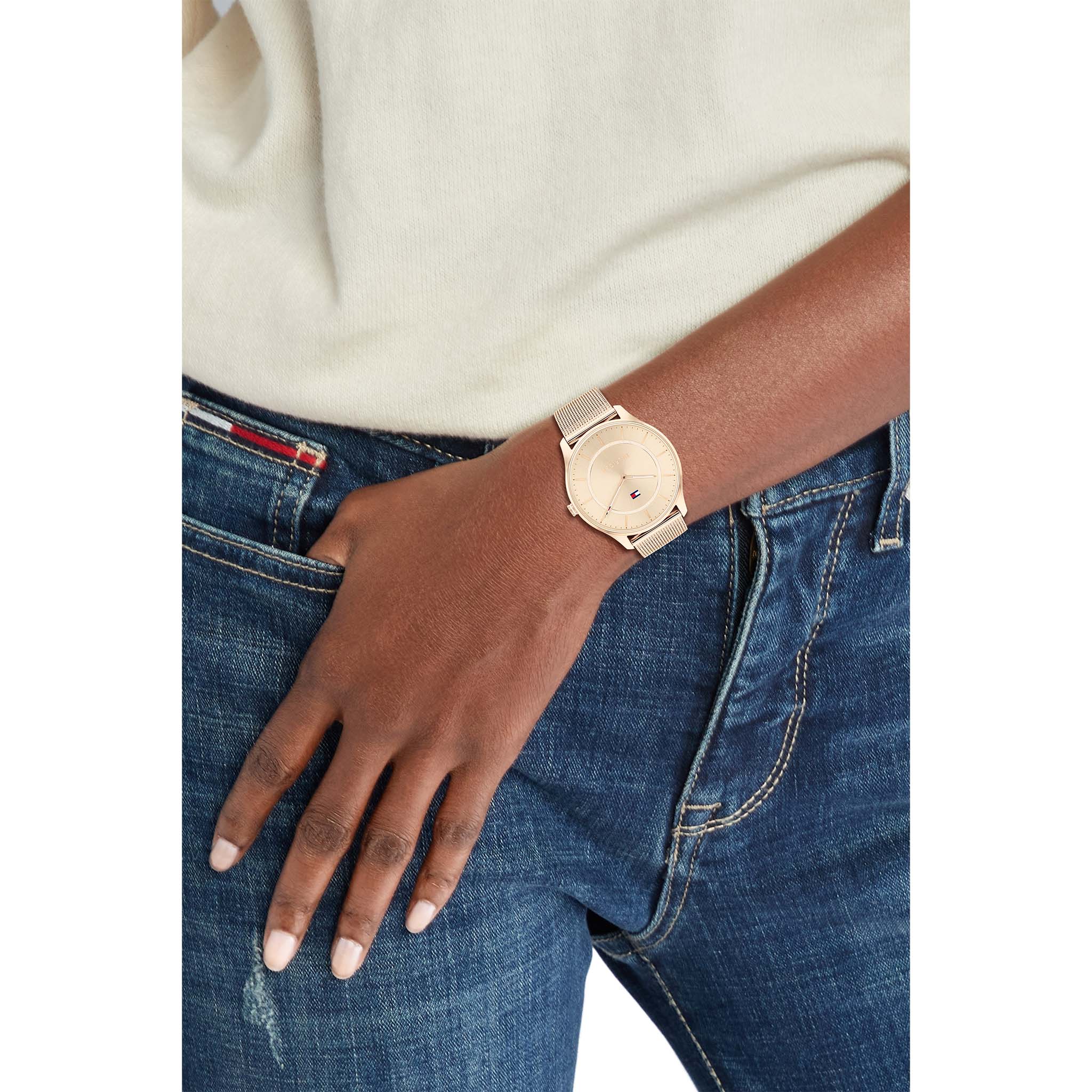 Tommy Hilfiger Carnation Gold Mesh Slim Women's Watch - 1782529