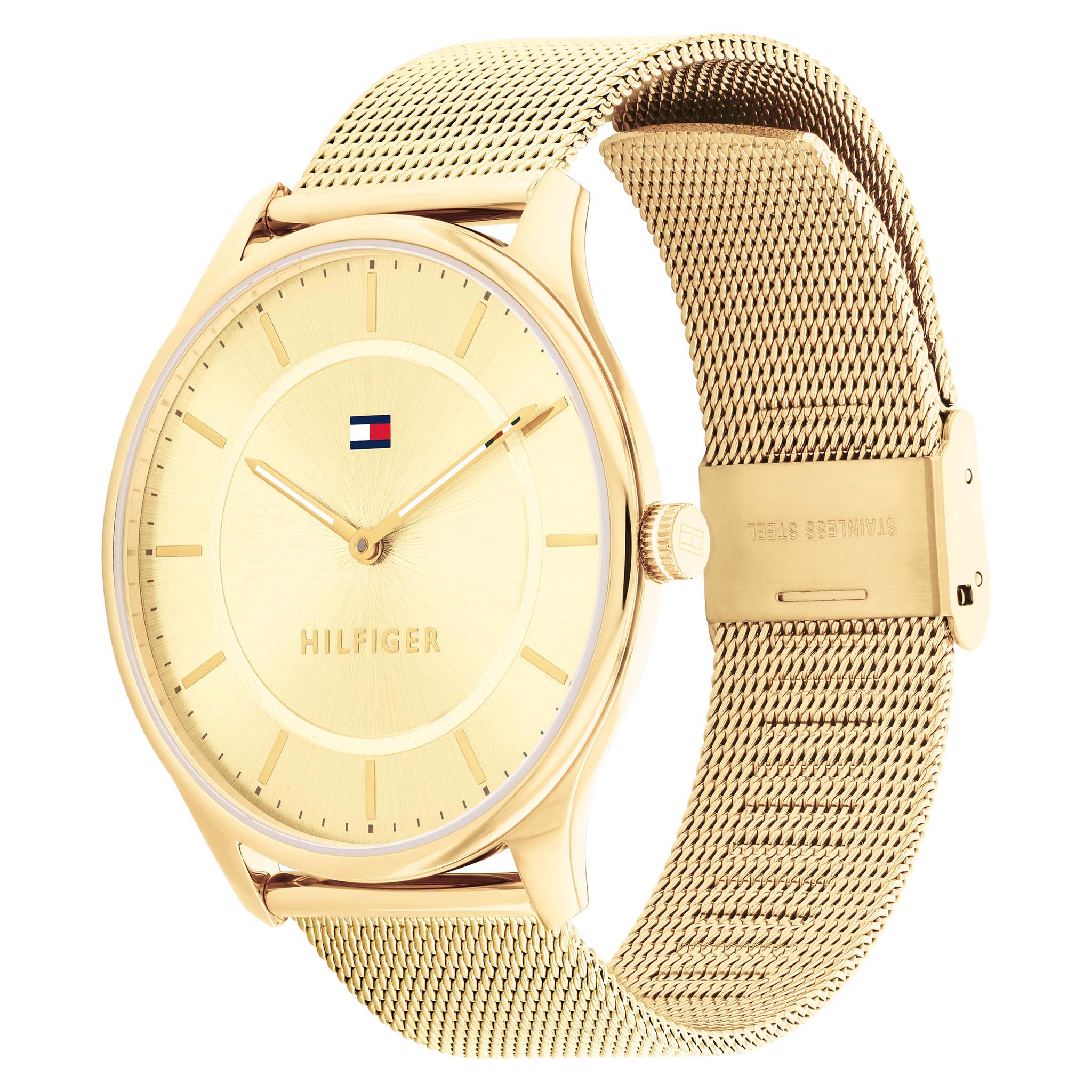 Tommy Hilfiger Gold-Tone Mesh Light Gold Dial Slim Women's Watch - 1782531