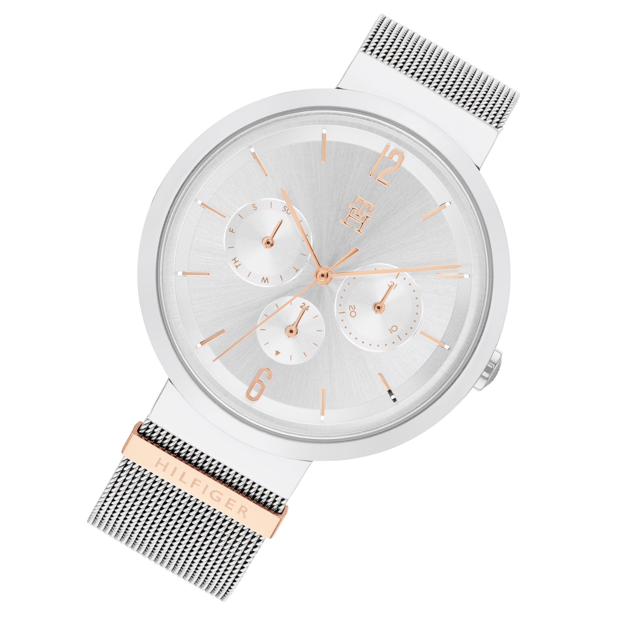 Tommy Hilfiger Silver Steel Mesh Silver White Dial Women's Watch - 1782537