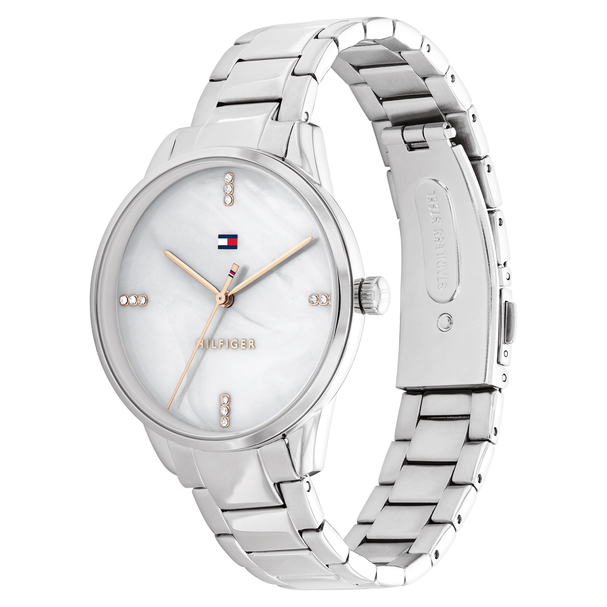 Tommy Hilfiger Stainless Steel White Mother of Pearl Dial Women's Watch - 1782544