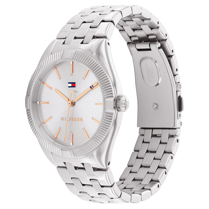 Tommy Hilfiger Stainless Steel Silver White Dial Women's Watch - 1782548