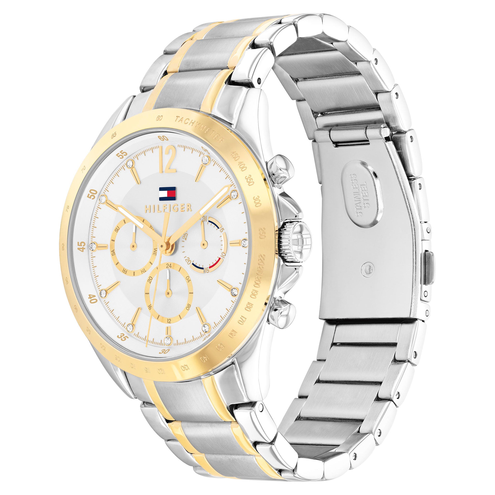 Tommy Hilfiger Two-Tone Steel Silver White Dial Multi-function Women's Watch - 1782555
