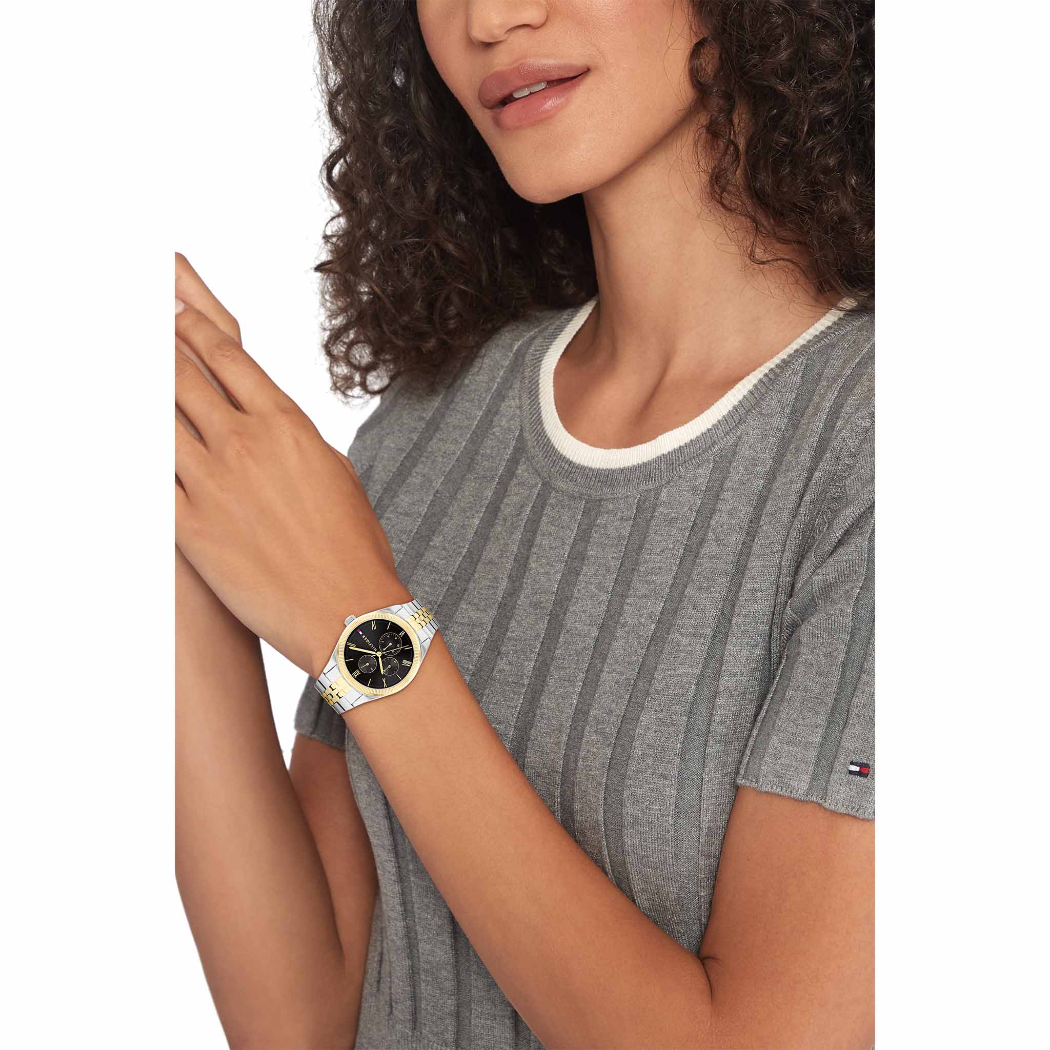Tommy Hilfiger Two-Tone Steel Black Dial Multi-function Women's Watch - 1782591