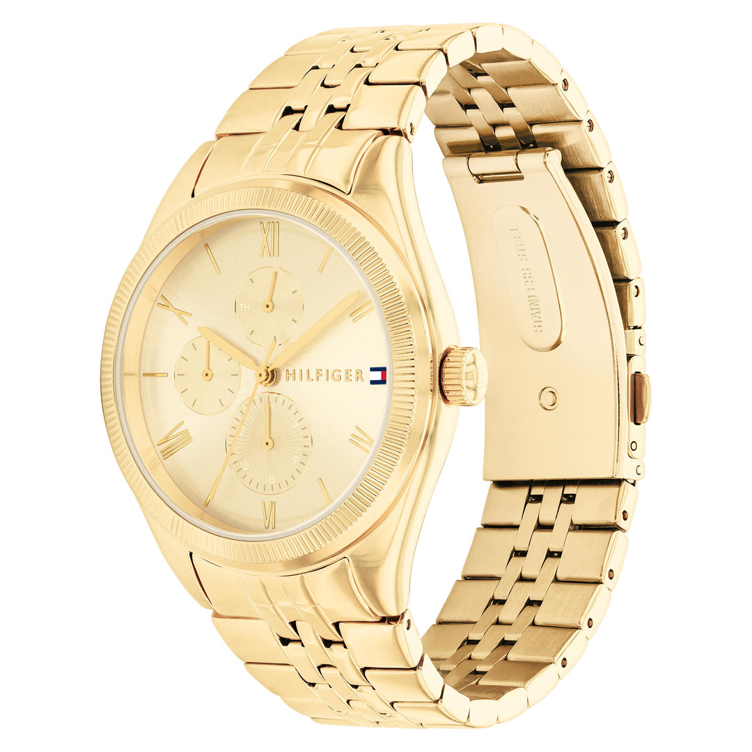 Tommy Hilfiger Gold Steel Light Champagne Dial Multi-function Women's Watch - 1782592