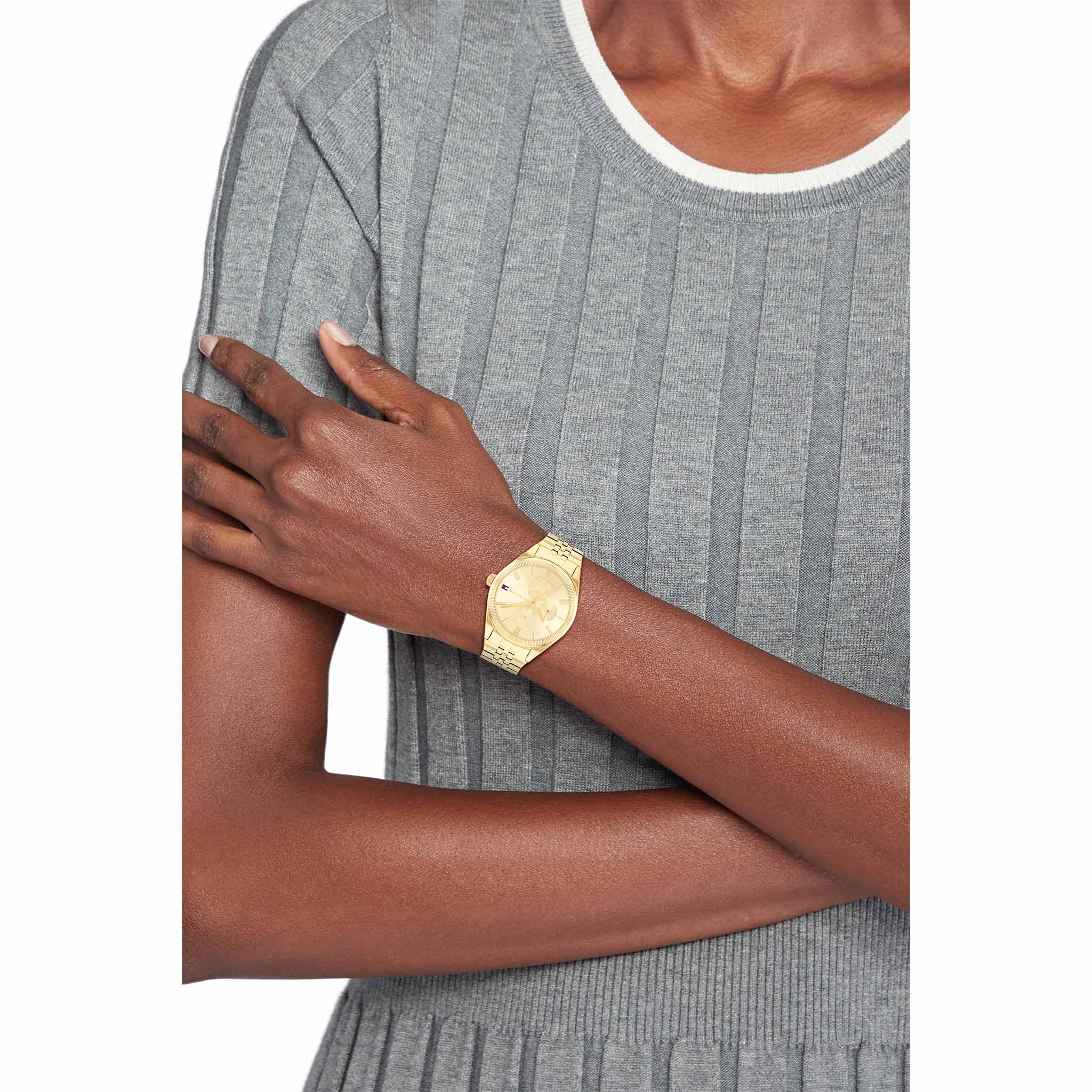 Tommy Hilfiger Gold Steel Light Champagne Dial Multi-function Women's Watch - 1782592
