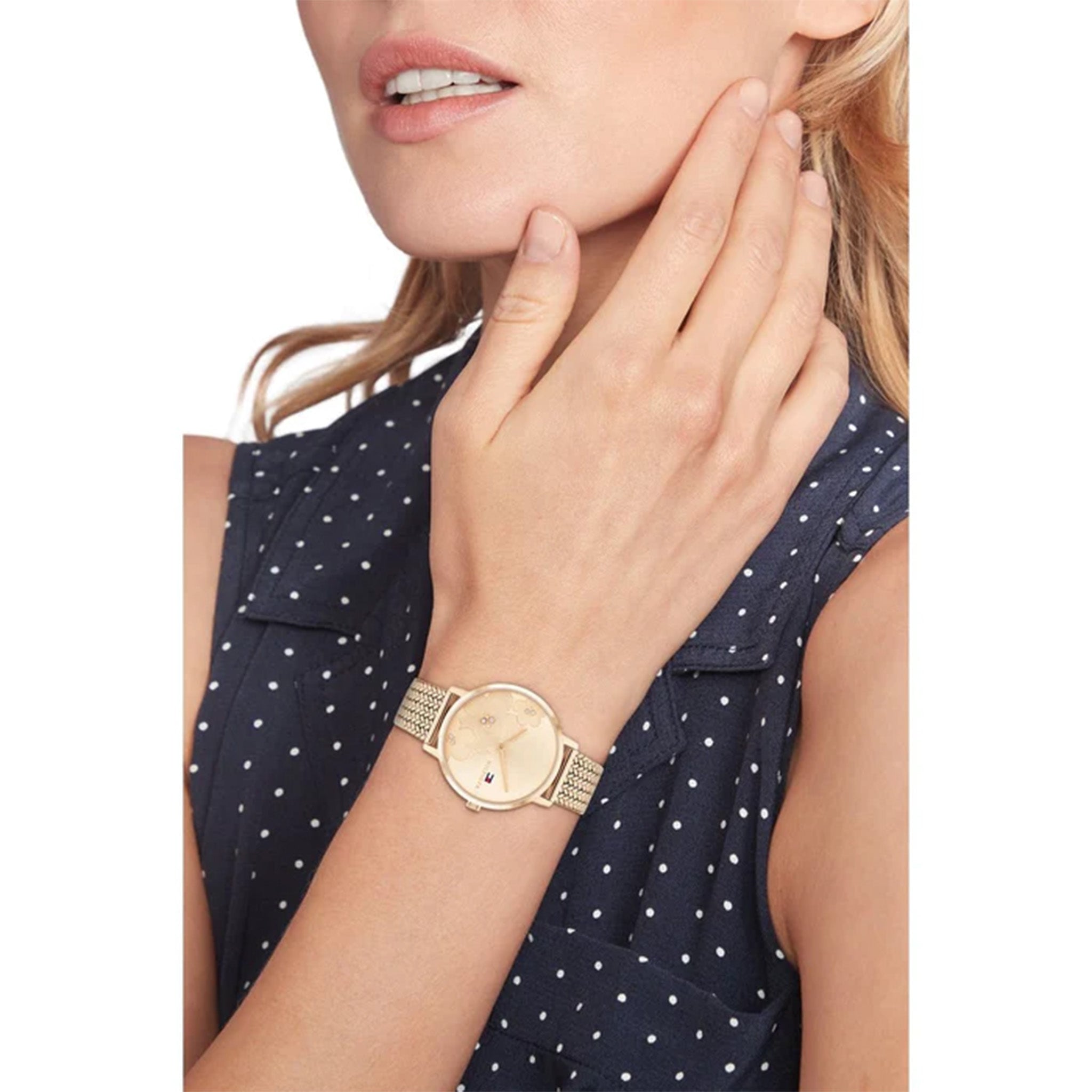 Tommy Hilfiger Carnation Gold Steel Mesh Slim Women's Watch - 1782603