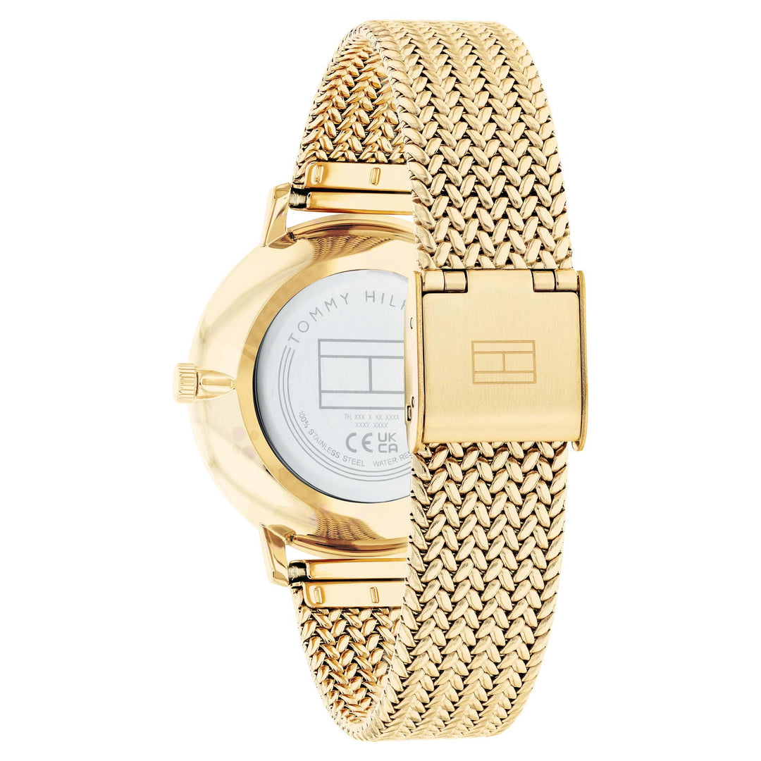Tommy Hilfiger Gold Steel Mesh Champagne Dial Slim Women's Watch - 1782606