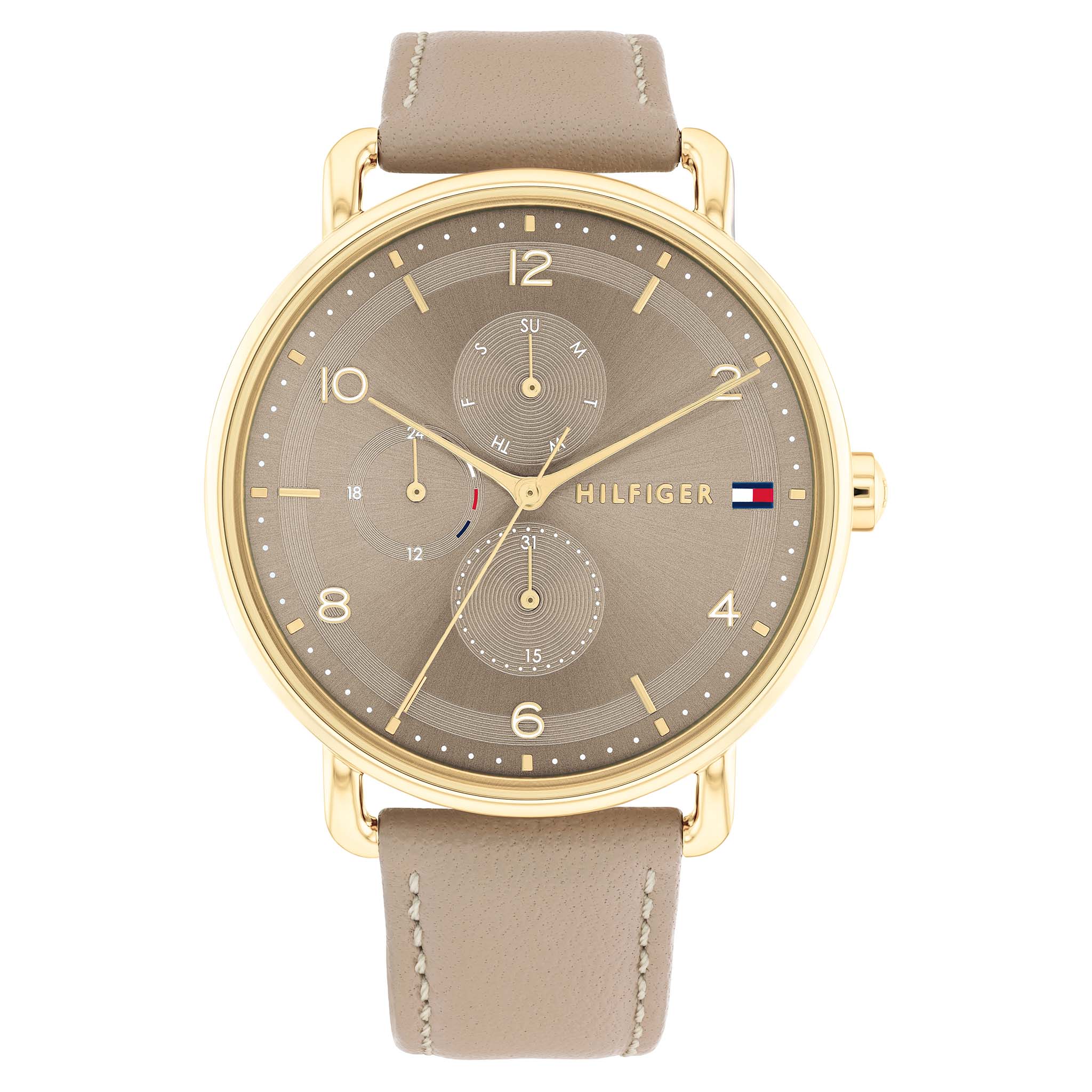 Tommy Hilfiger Leather Beige Dial Multi-function Women's Watch - 1782661