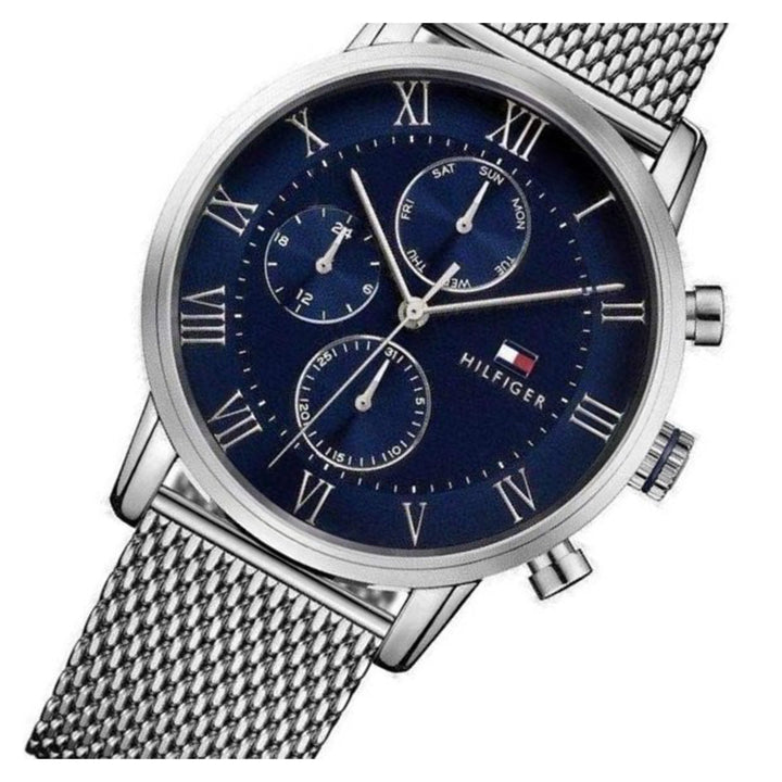 Tommy Hilfiger Stainless Steel Mesh Blue Dial Men's Multi-function Watch - 1791398