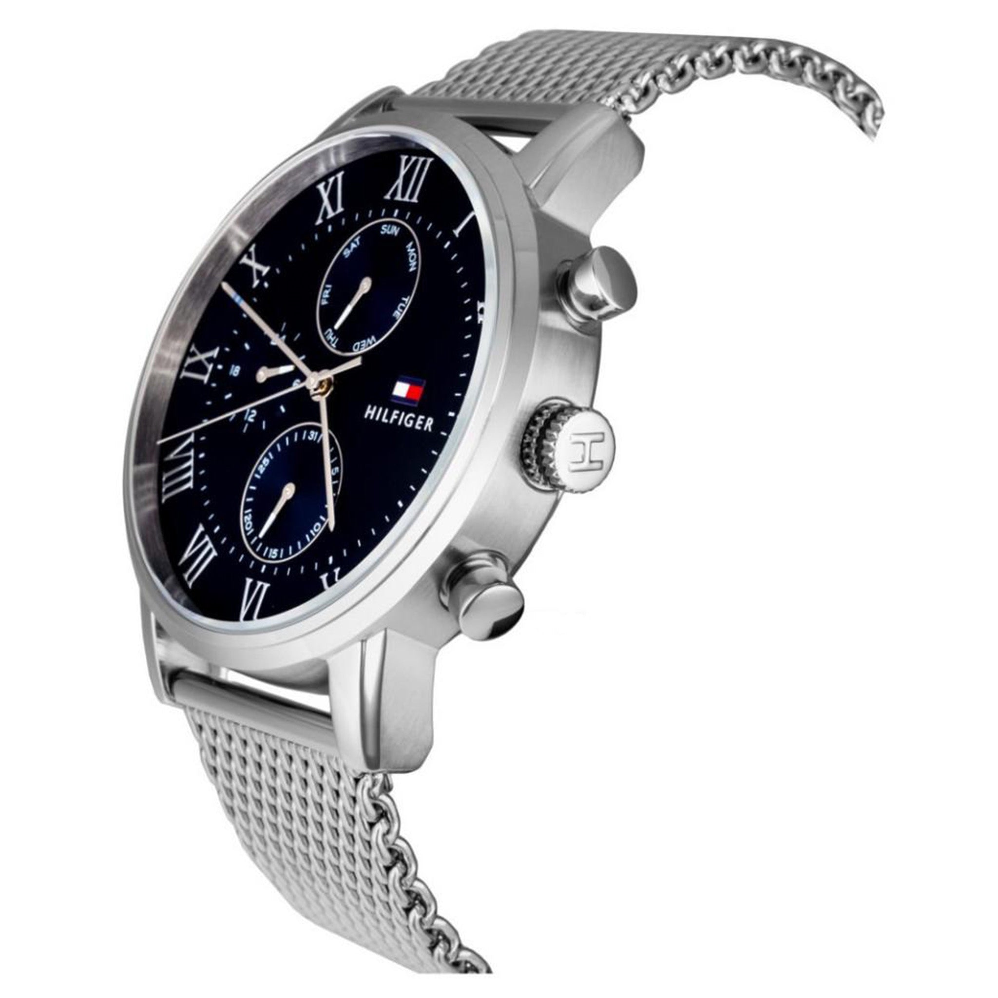 Tommy Hilfiger Stainless Steel Mesh Blue Dial Men's Multi-function Watch - 1791398