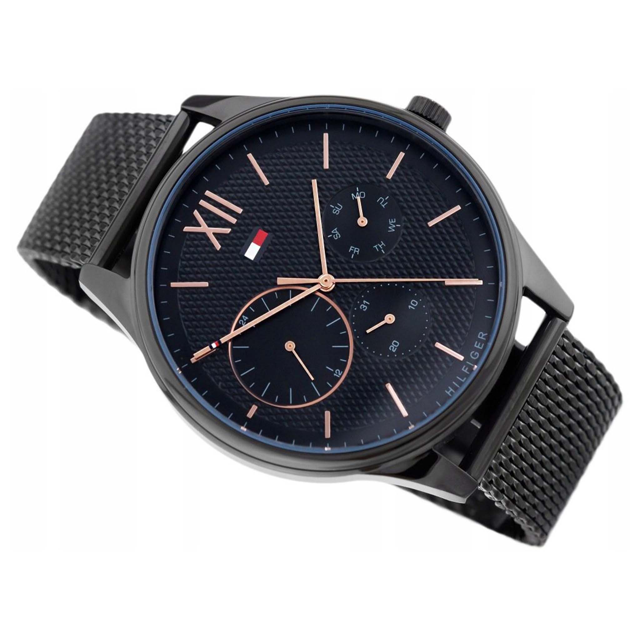 Tommy Hilfiger Black Mesh Men's Multi-function Watch - 1791420