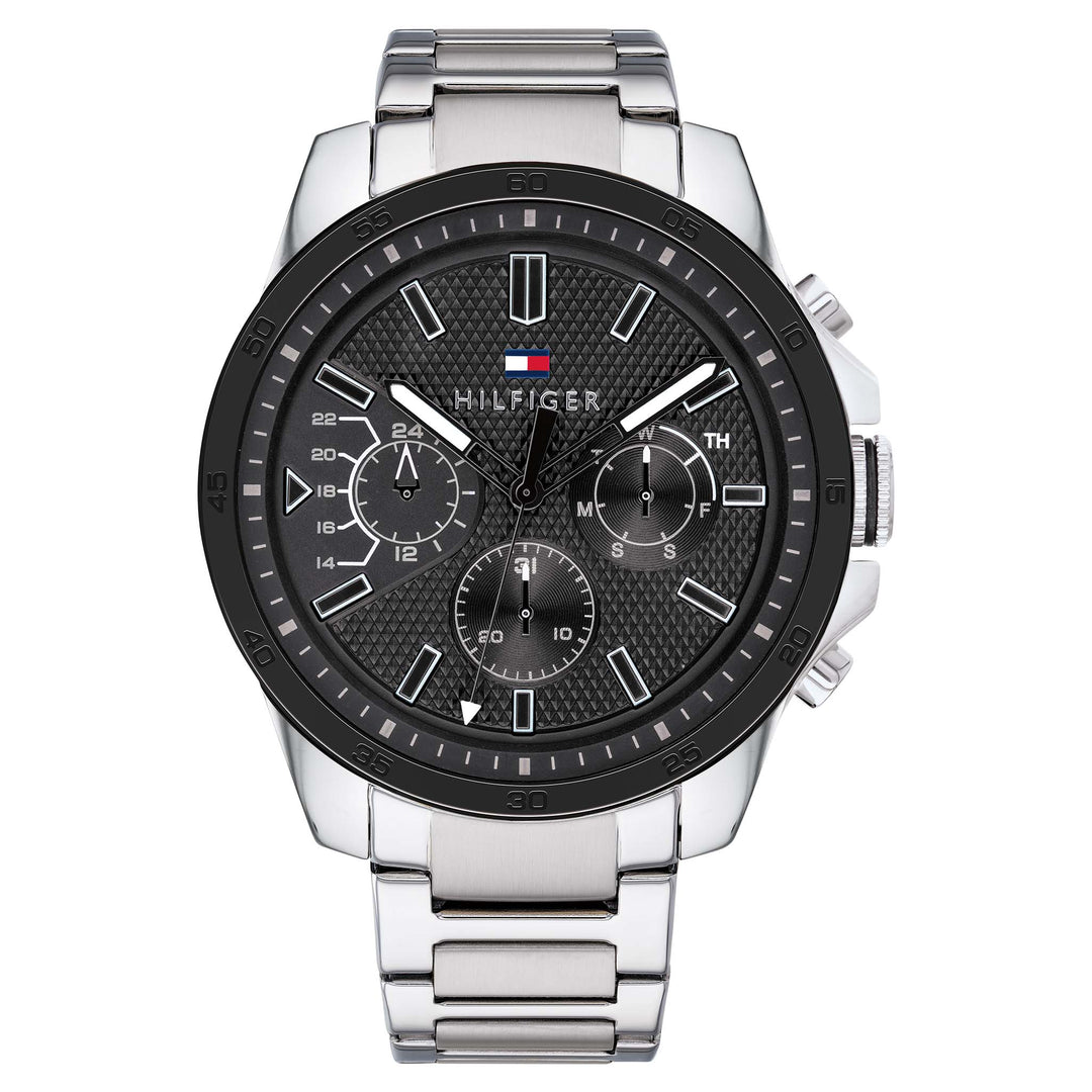 Tommy Hilfiger Stainless Steel Black Dial Men's Multi-function Watch - 1791564