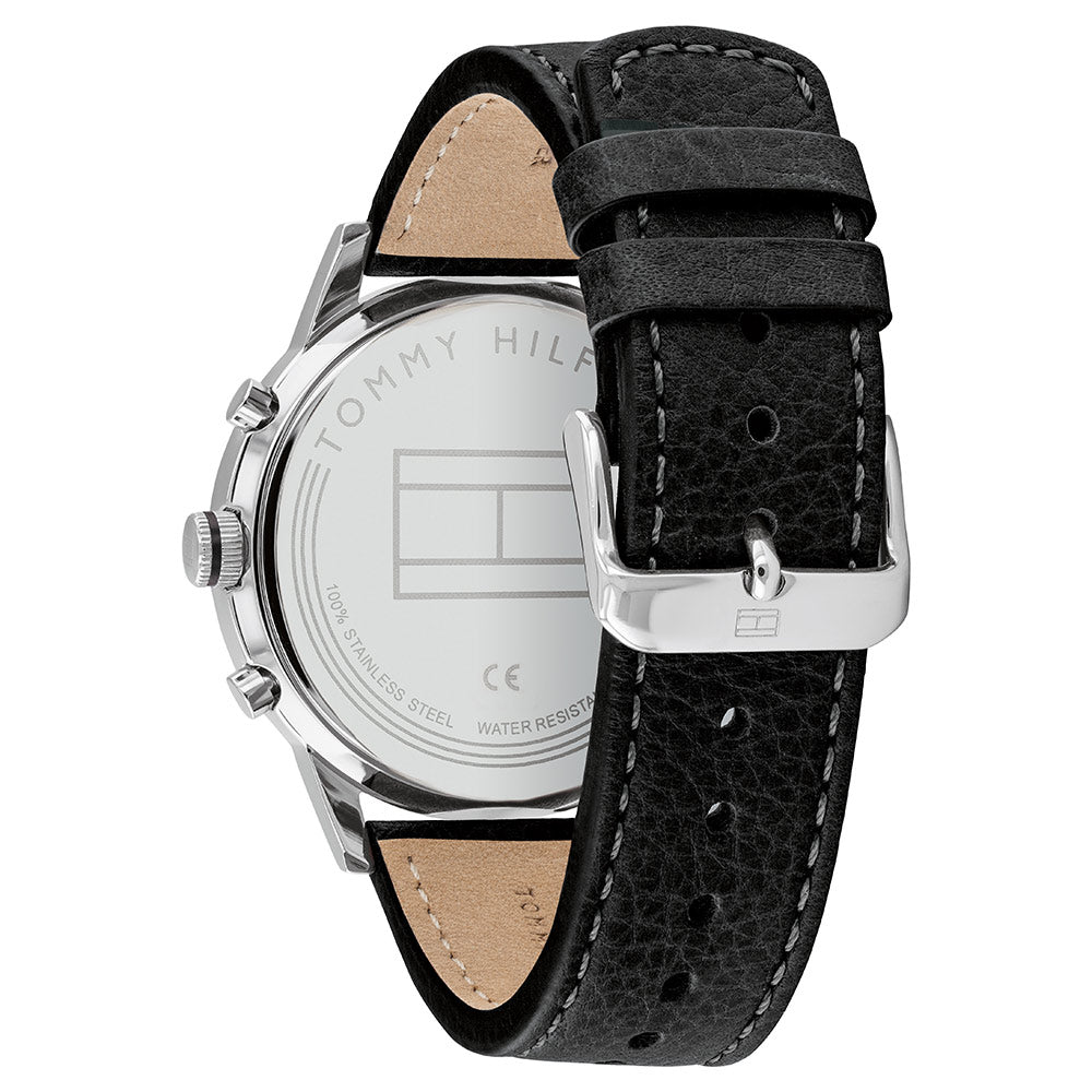 Tommy Hilfiger Multi-function Black Leather Men's Watch - 1791630